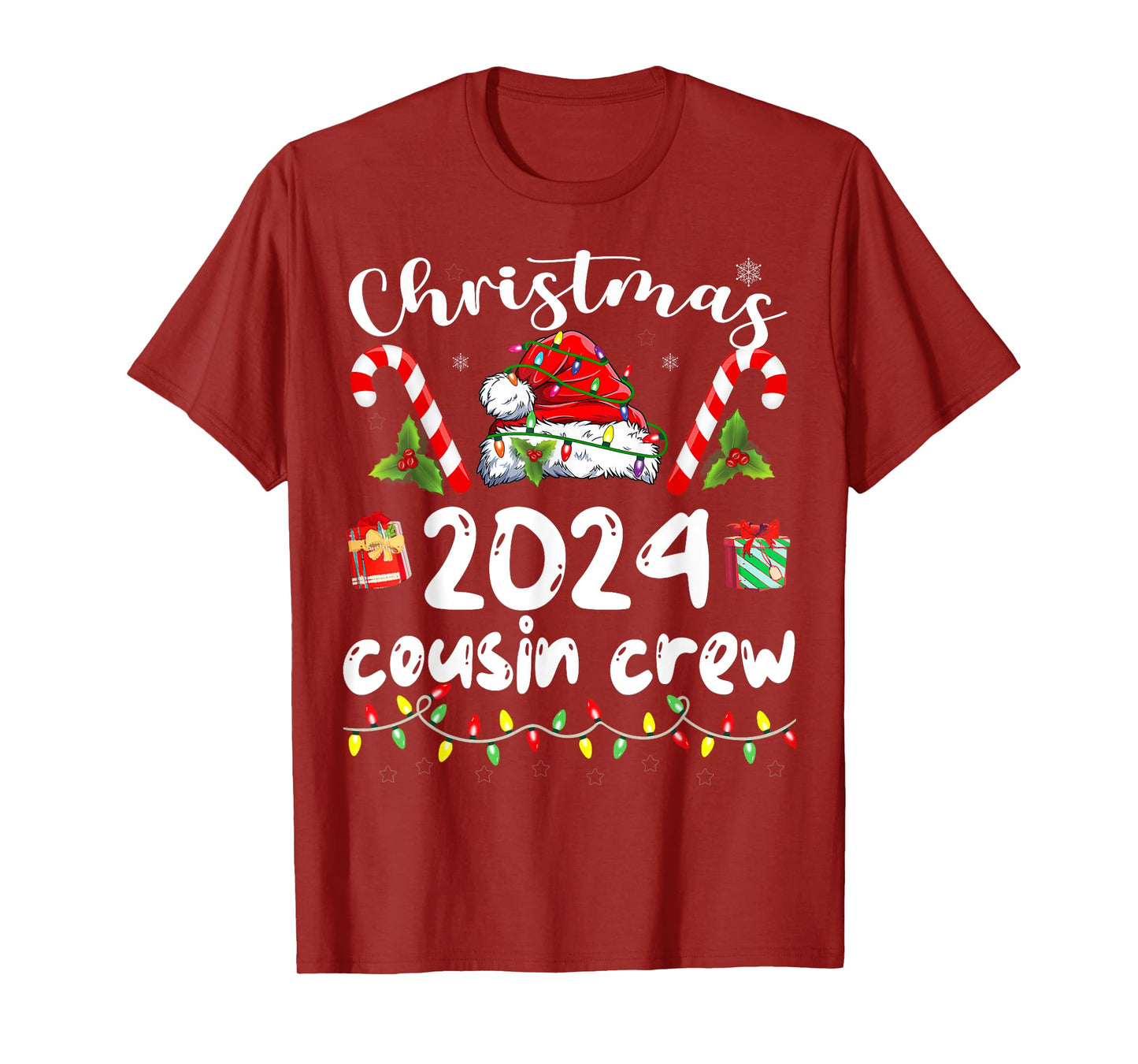 Christmas 2024 Cousin Crew Santa Hat Men Women Kids T-Shirt