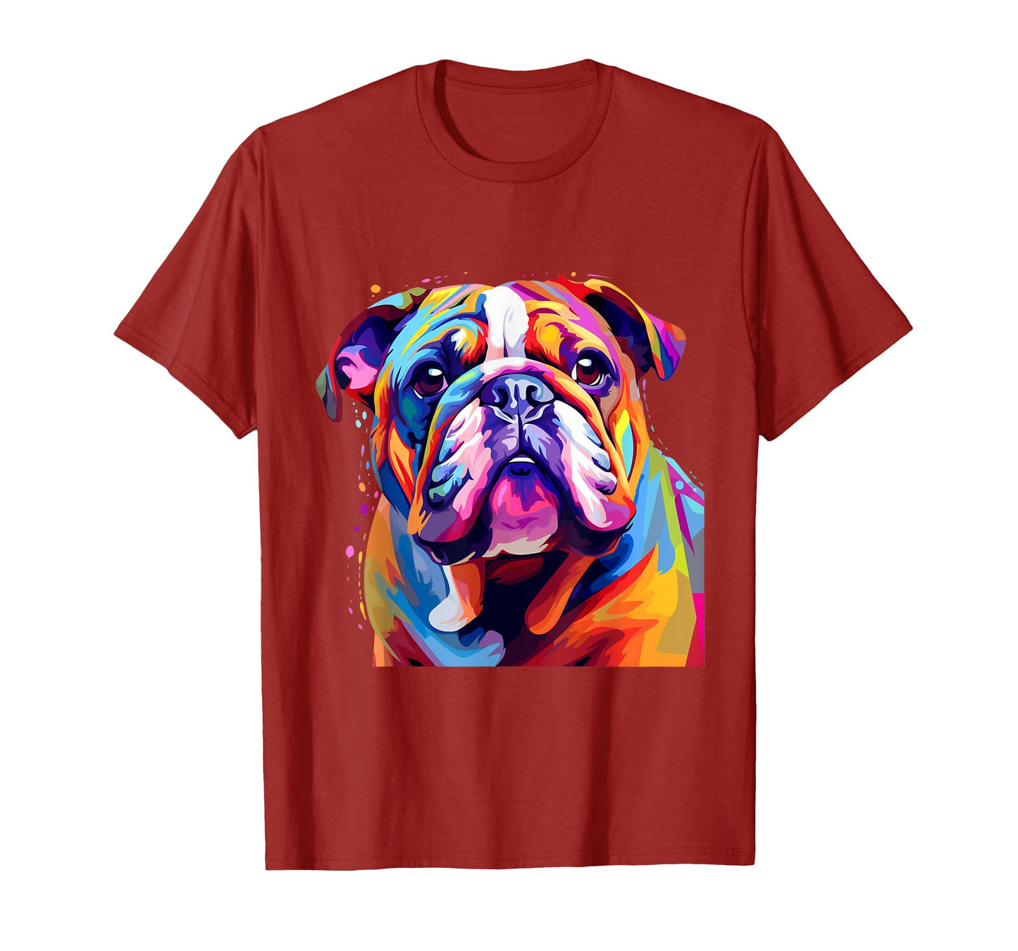 Cool Colorful Bulldog Portrait Graphic T-Shirt