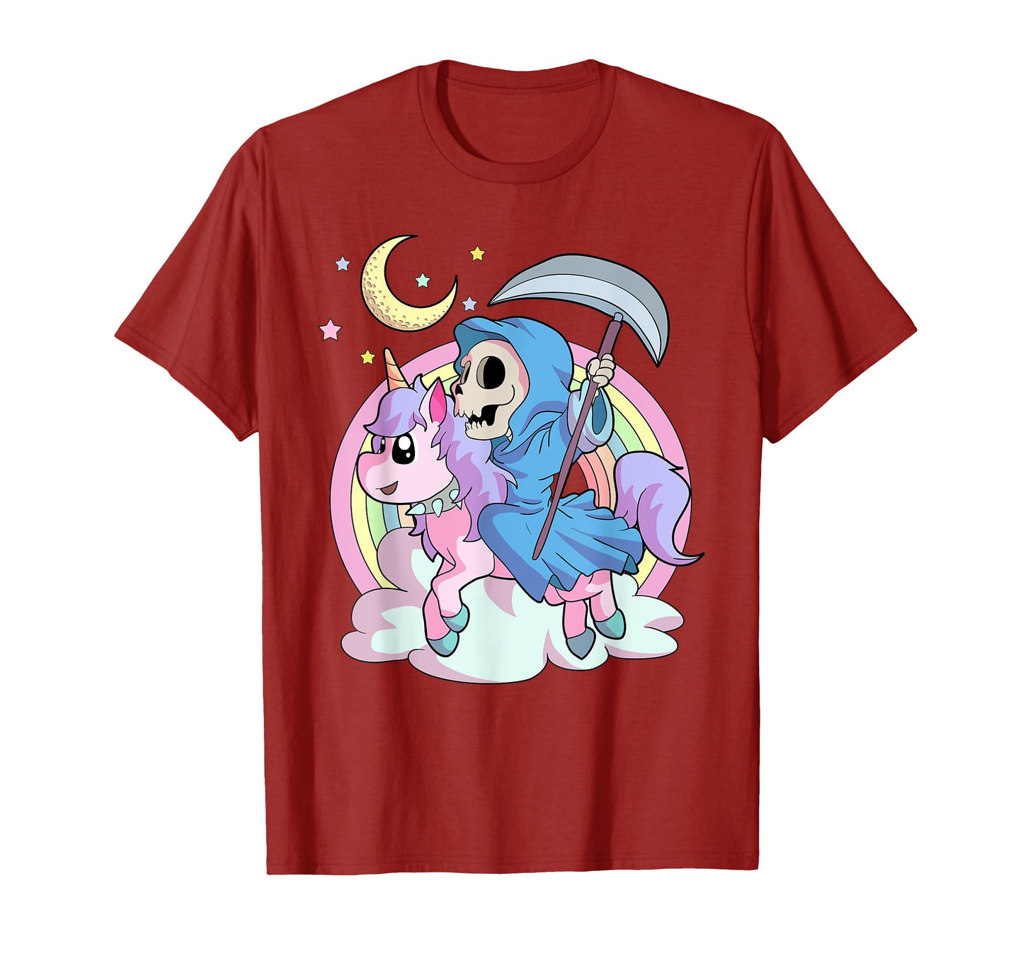 Kawaii Pastel Goth Unicorn and Grim Reaper Creepy Unicorn T-Shirt