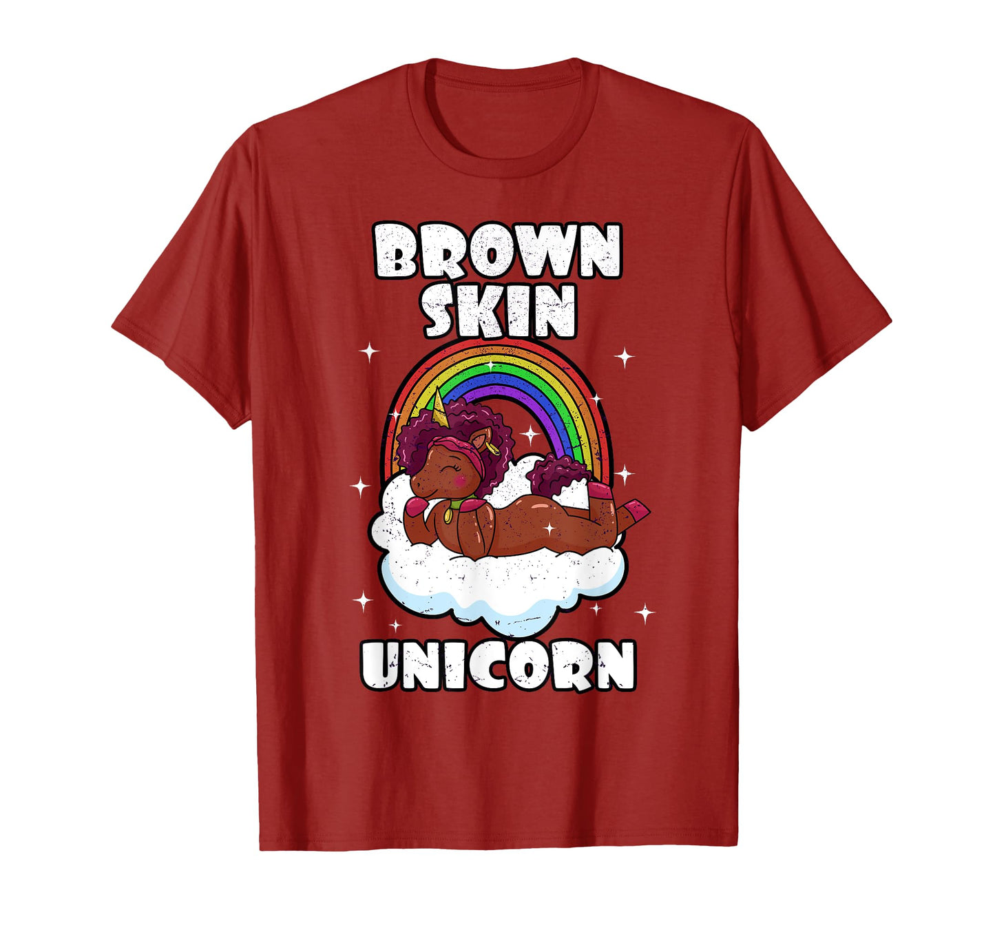 African American Black Woman Brown Skin Unicorn Afro T-Shirt