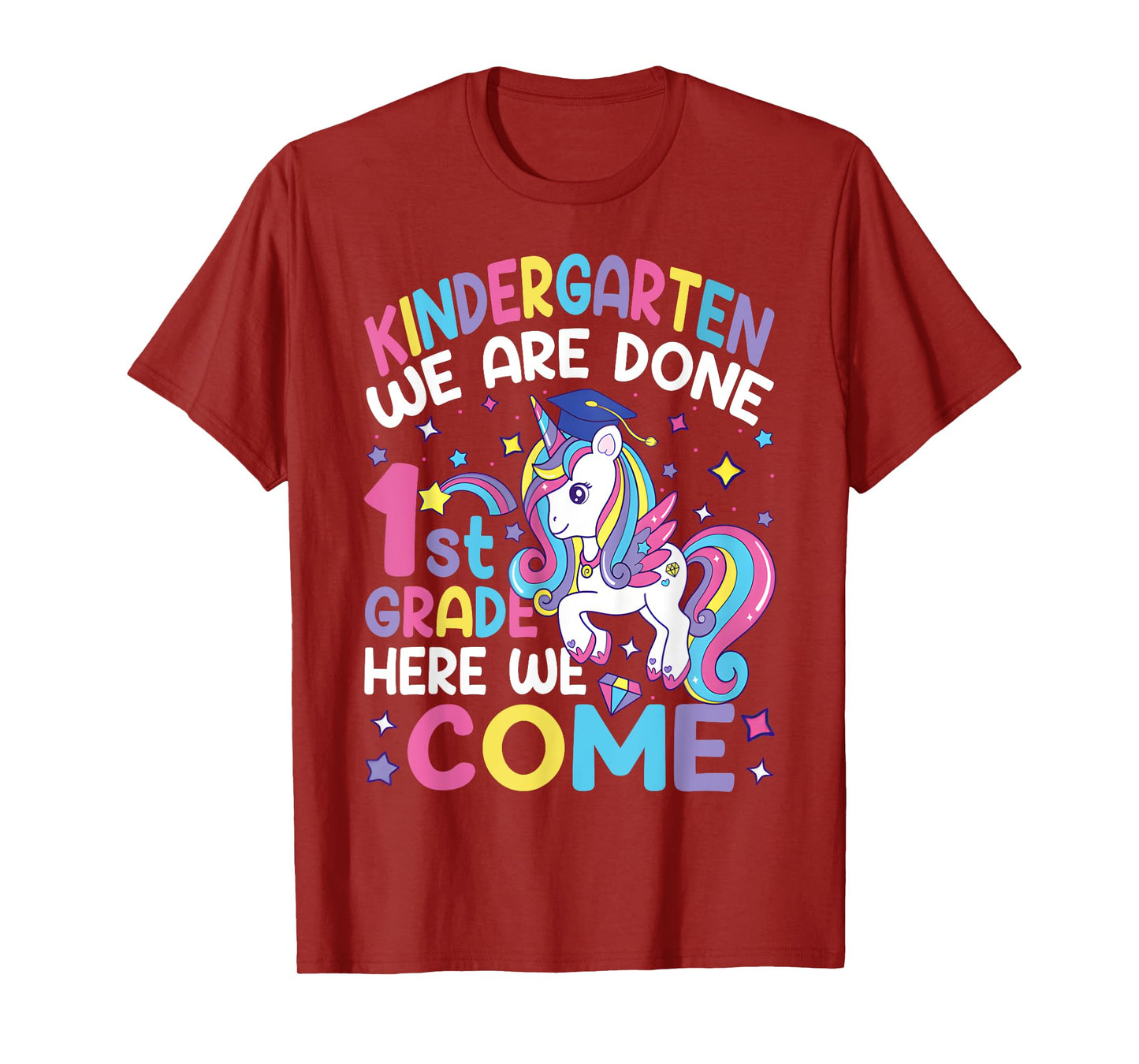 Kindergarten Graduation Cute Unicorn Girls Class Of 2025 T-Shirt