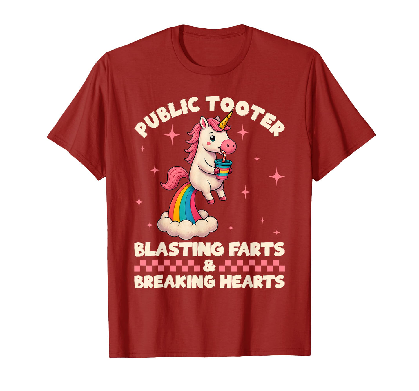 Funny Unicorn Public Tooter Blasting Farts & Breaking Hearts T-Shirt
