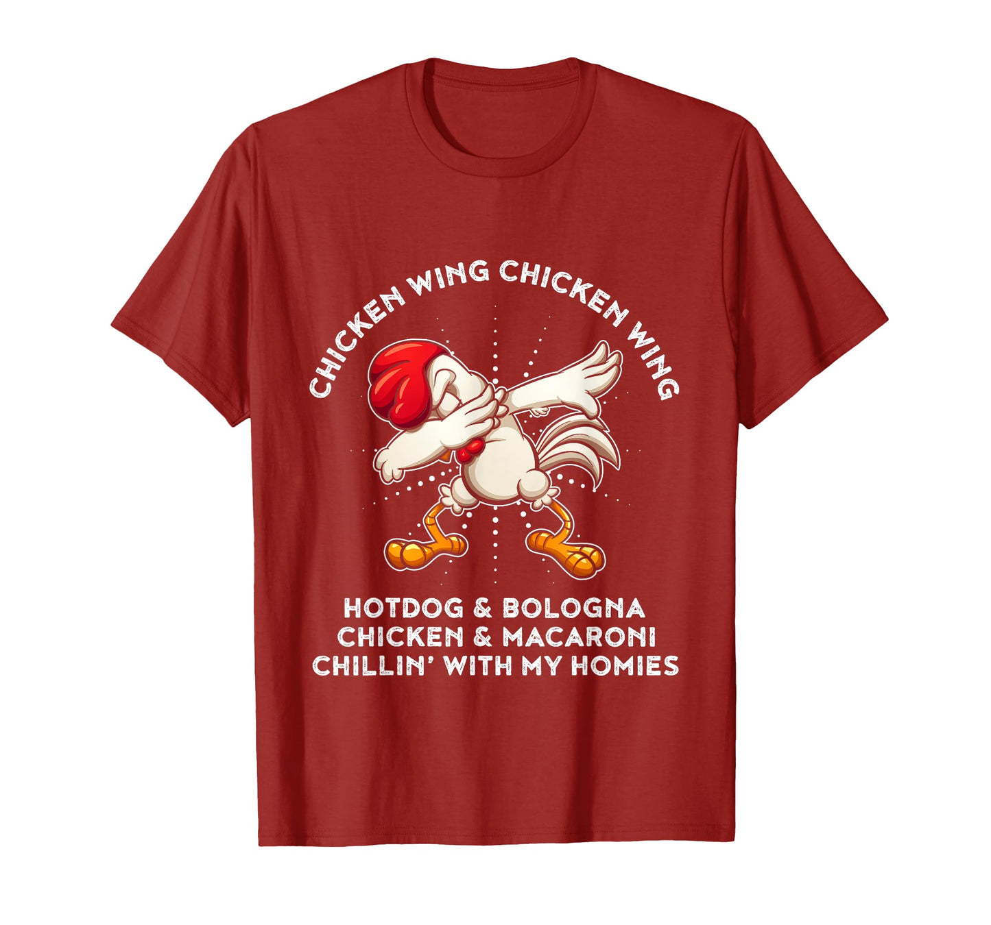 Funny Chicken Wing Song Lyric Hot Dog Bologna Macaroni Kids T-Shirt