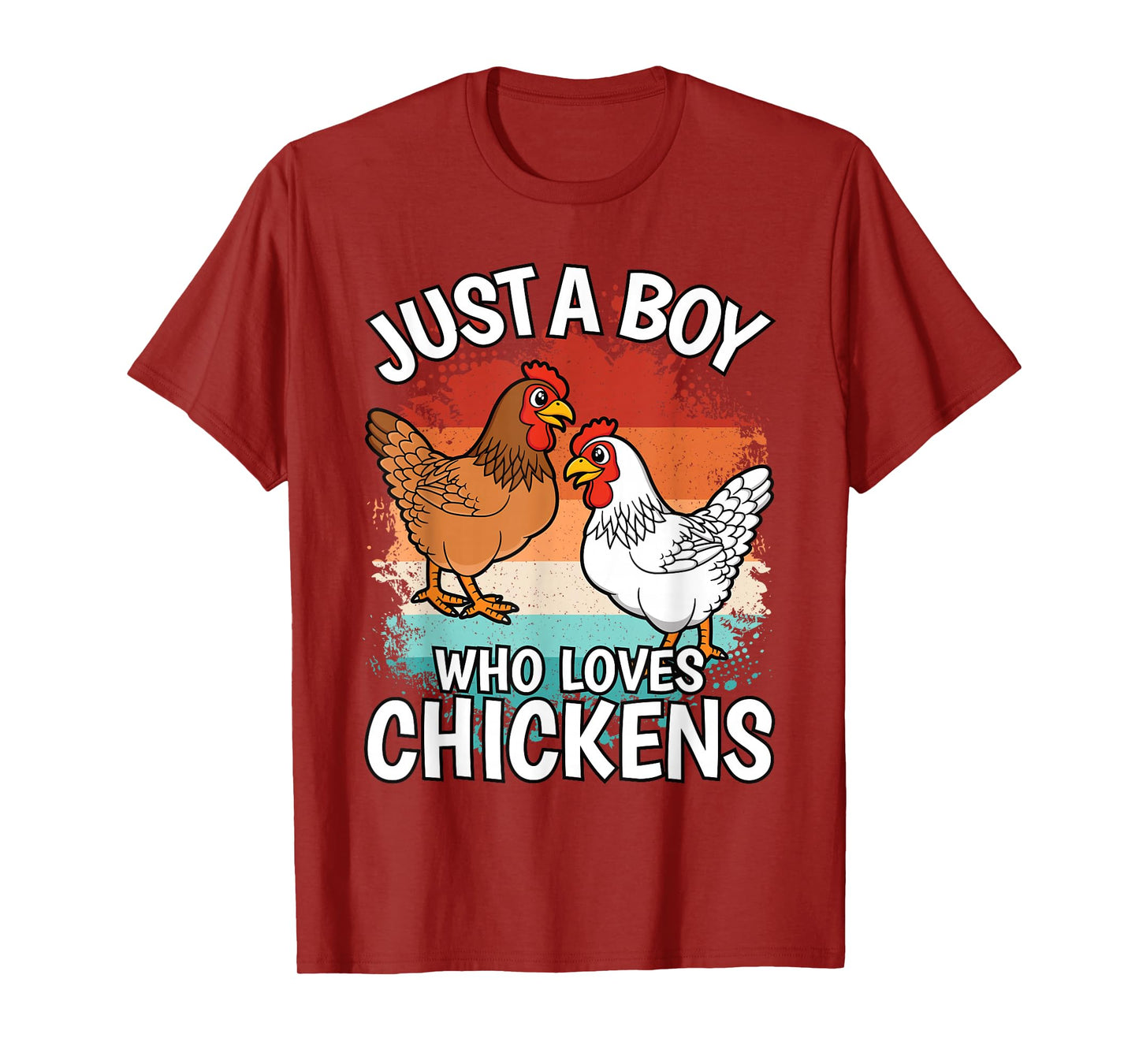 Just A Boy Who Loves Chickens Retro Farmer Farming Boys Kids T-Shirt