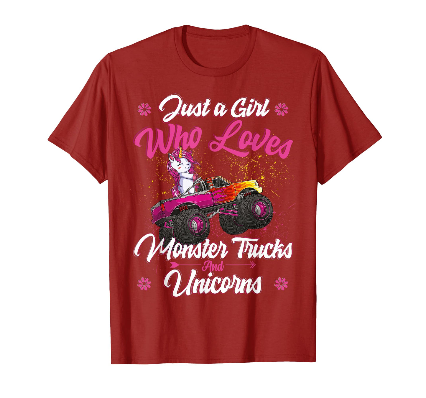 Just a Girl Who Loves Monster Trucks and Unicorns Girls Kids T-Shirt