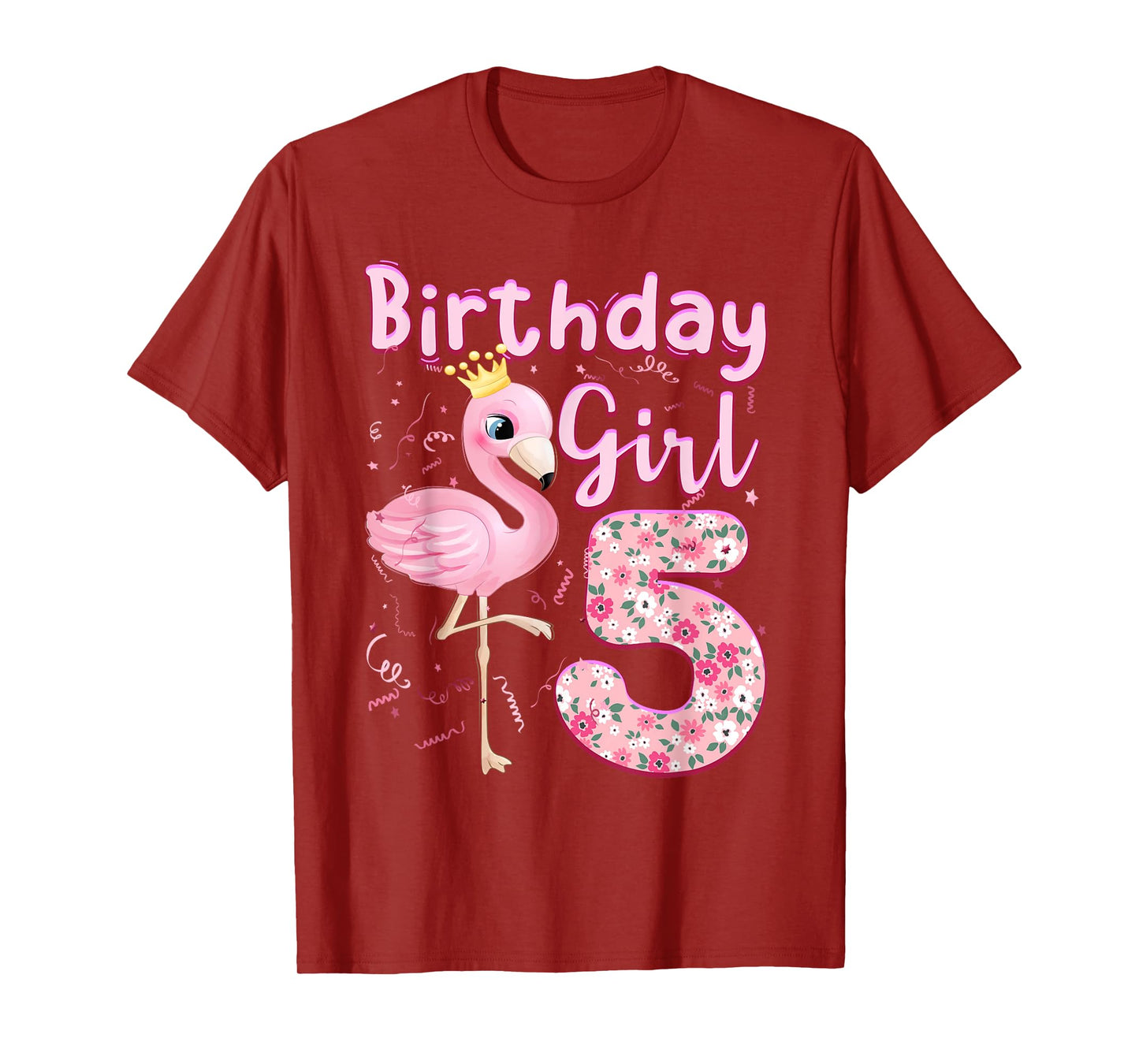 5th Birthday Girls Flamingo 5 Years Old Tropical Flamingo T-Shirt