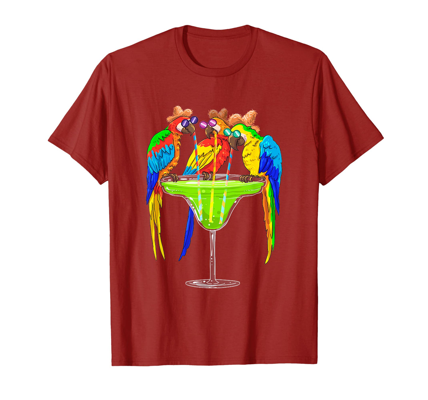 Parrots Drinking Margarita Hawaiian Vacation Birds Lovers T-Shirt