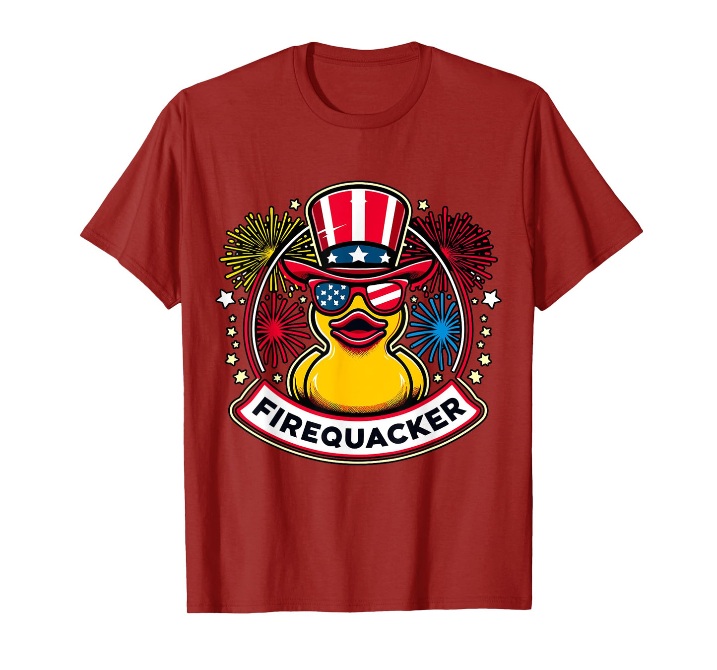 Firequacker 4th of July Rubber Duck USA Flag T-Shirt