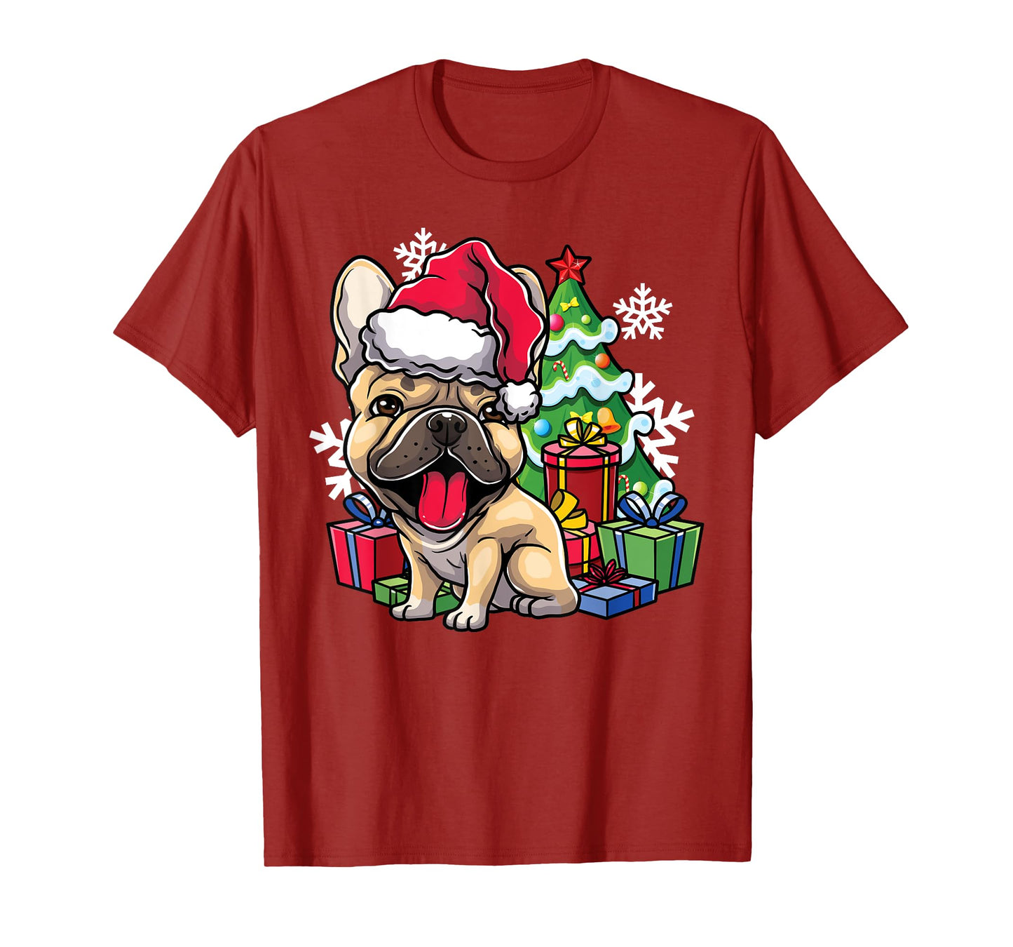 French Bulldog Christmas Santa Hat Xmas Dog Lover Gift T-Shirt for Men Women Kids