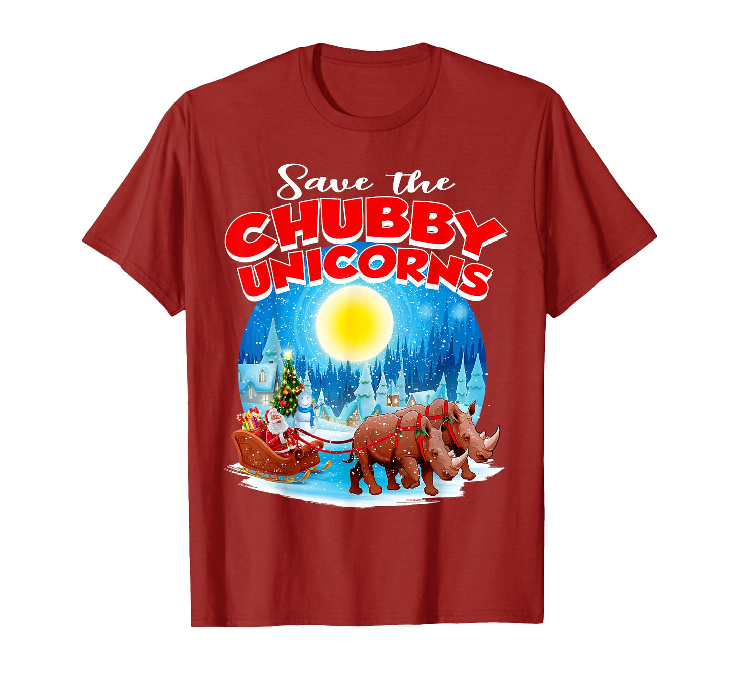Chubbies Shirt Men Save The Chubby Unicorns Rhino Christmas T-Shirt