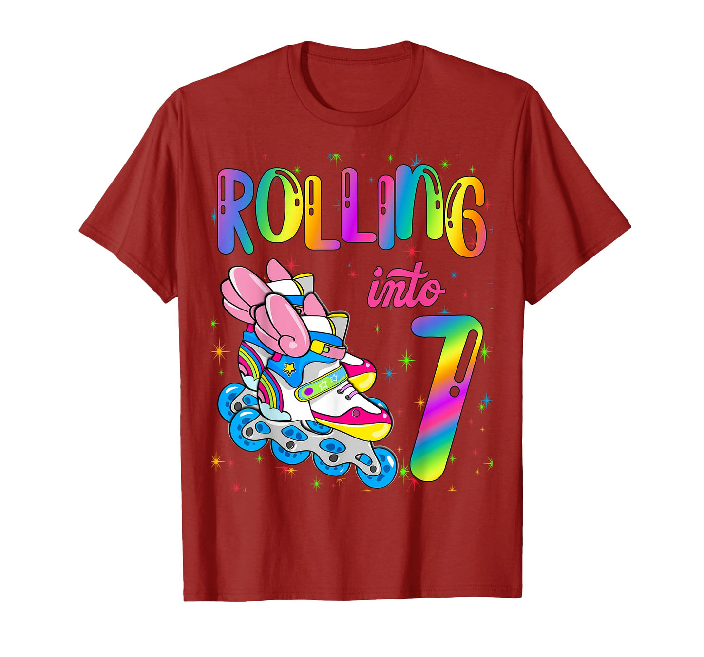 Rolling Into 7 years Let's Roll I'm Turning 7 Roller Skate T-Shirt