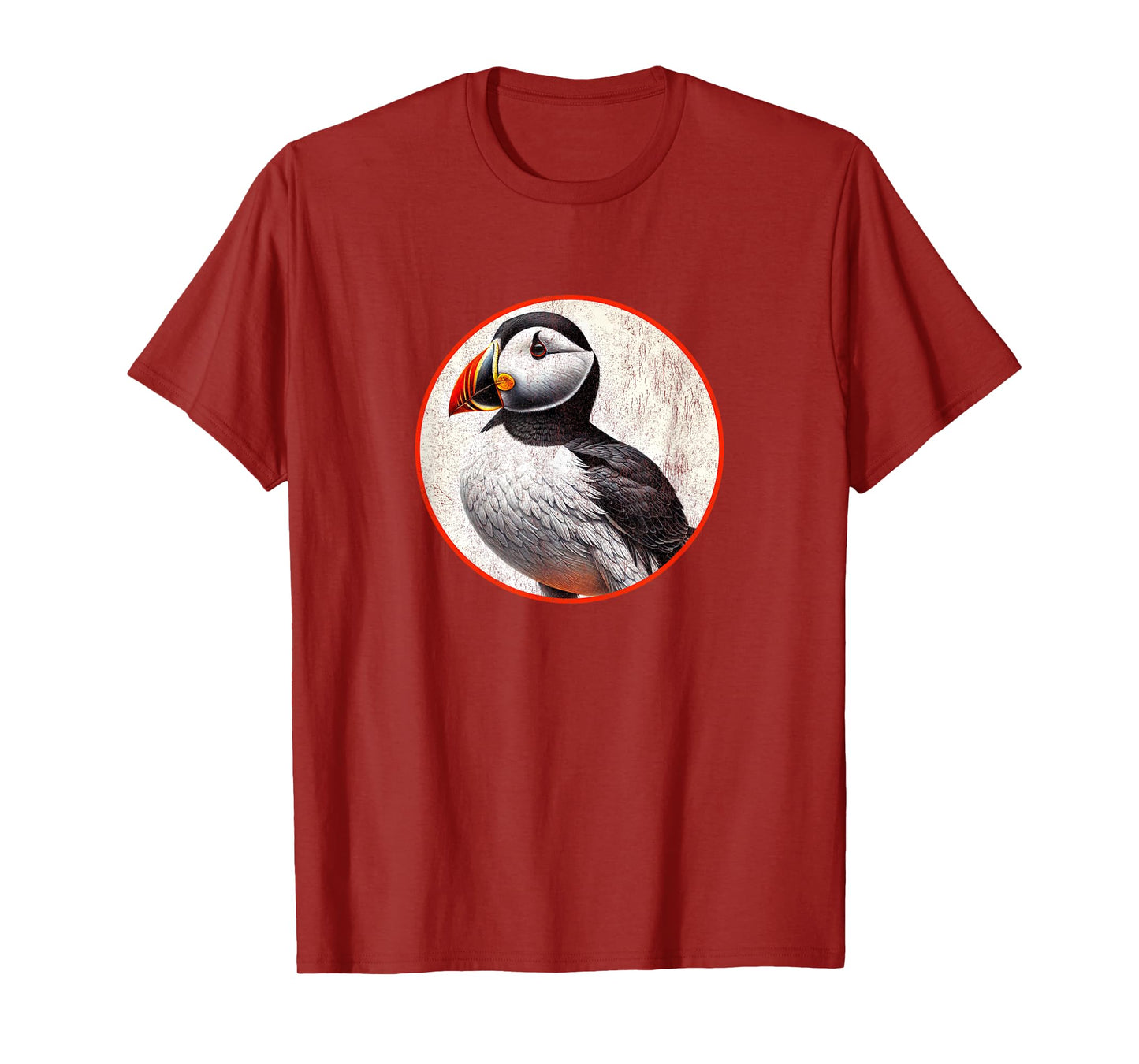 Colorful Retro Horned Puffin Bird Design T-Shirt