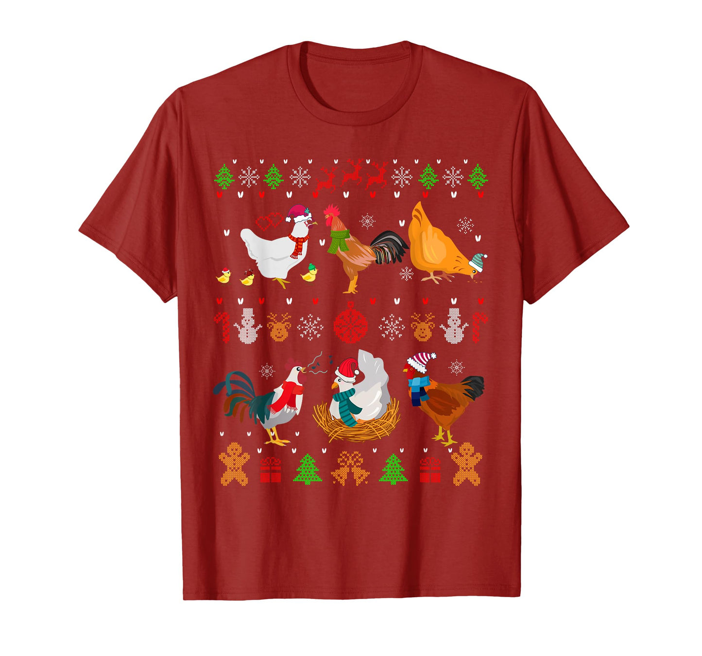 Chicken Collection Christmas Sweater Santa Chicken Farmer T-Shirt