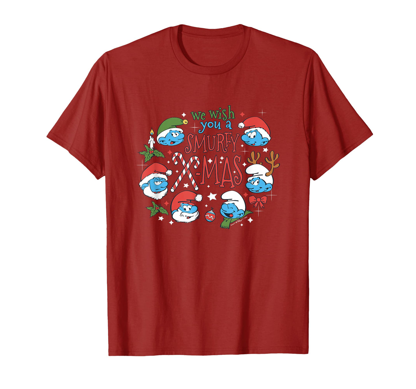 The Smurfs Christmas We Wish You A Smurfy X-Mas T-Shirt