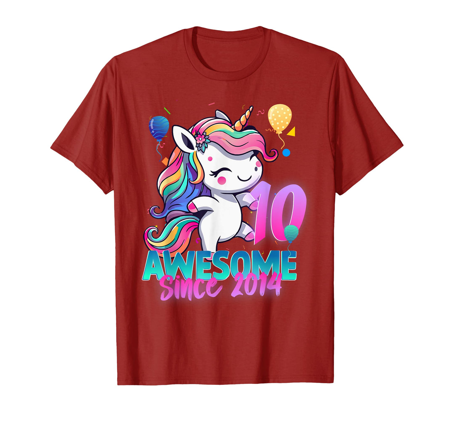 10th Birthday Girl Awesome Since 2014 10 Years Old Unicorn T-Shirt