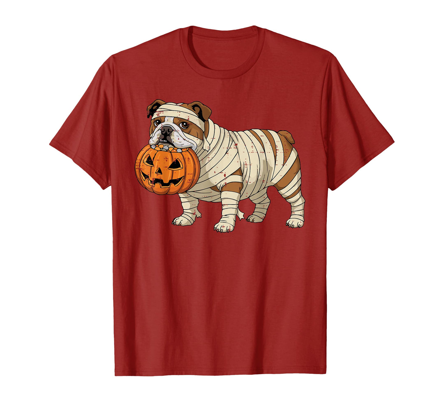 Halloween Dog English Bulldog Mummy Costume Men Women Kids T-Shirt