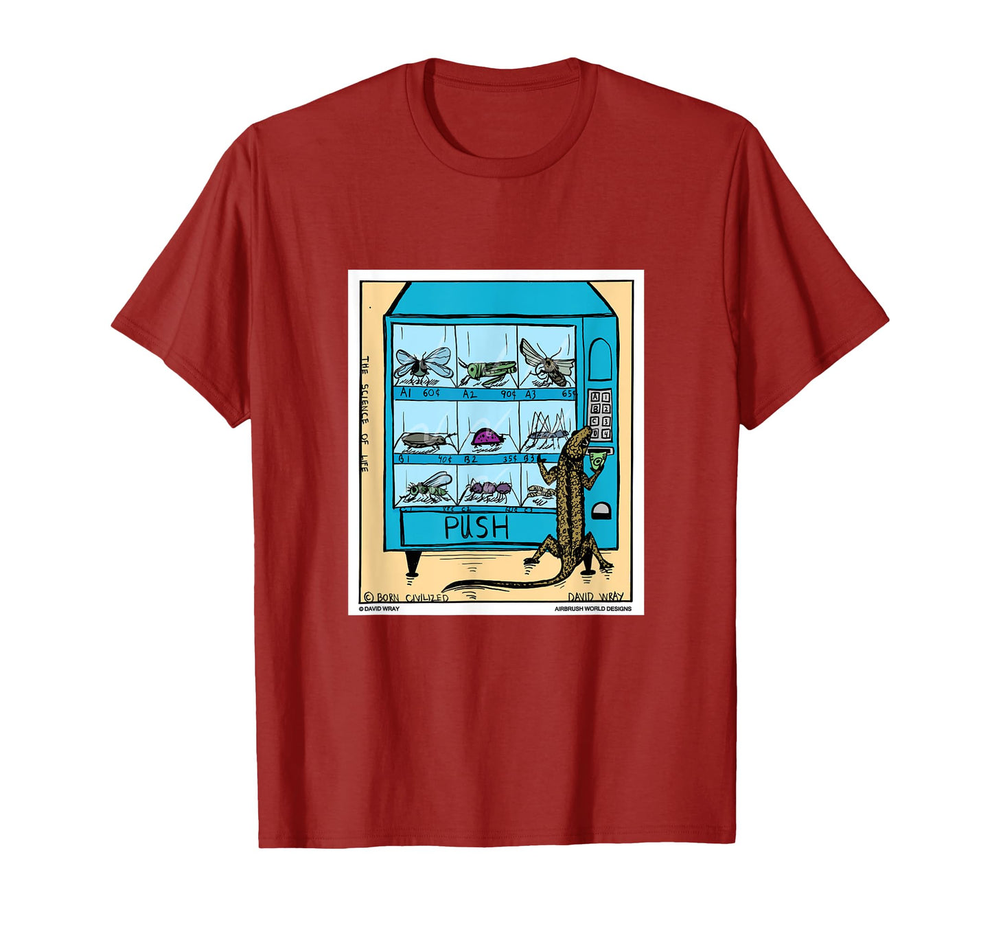 Lizard Using Insect Vending Machine Funny Reptile Gift T-Shirt