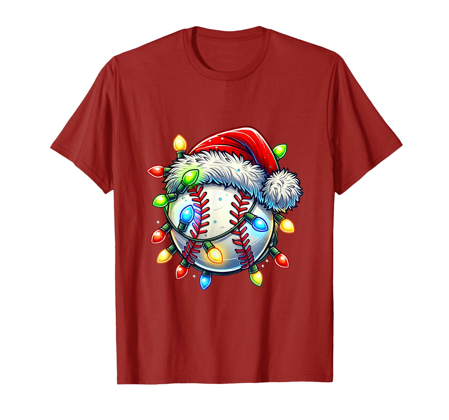Festive Christmas Baseball Design Santa Hat Sports Pajamas T-Shirt