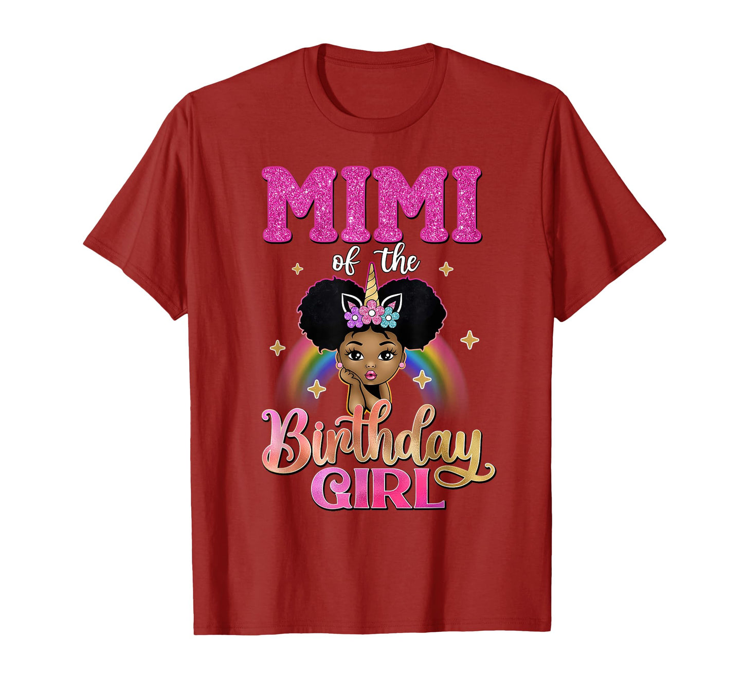 Mimi of The Birthday Girl Princess Afro Melanin Unicorn T-Shirt