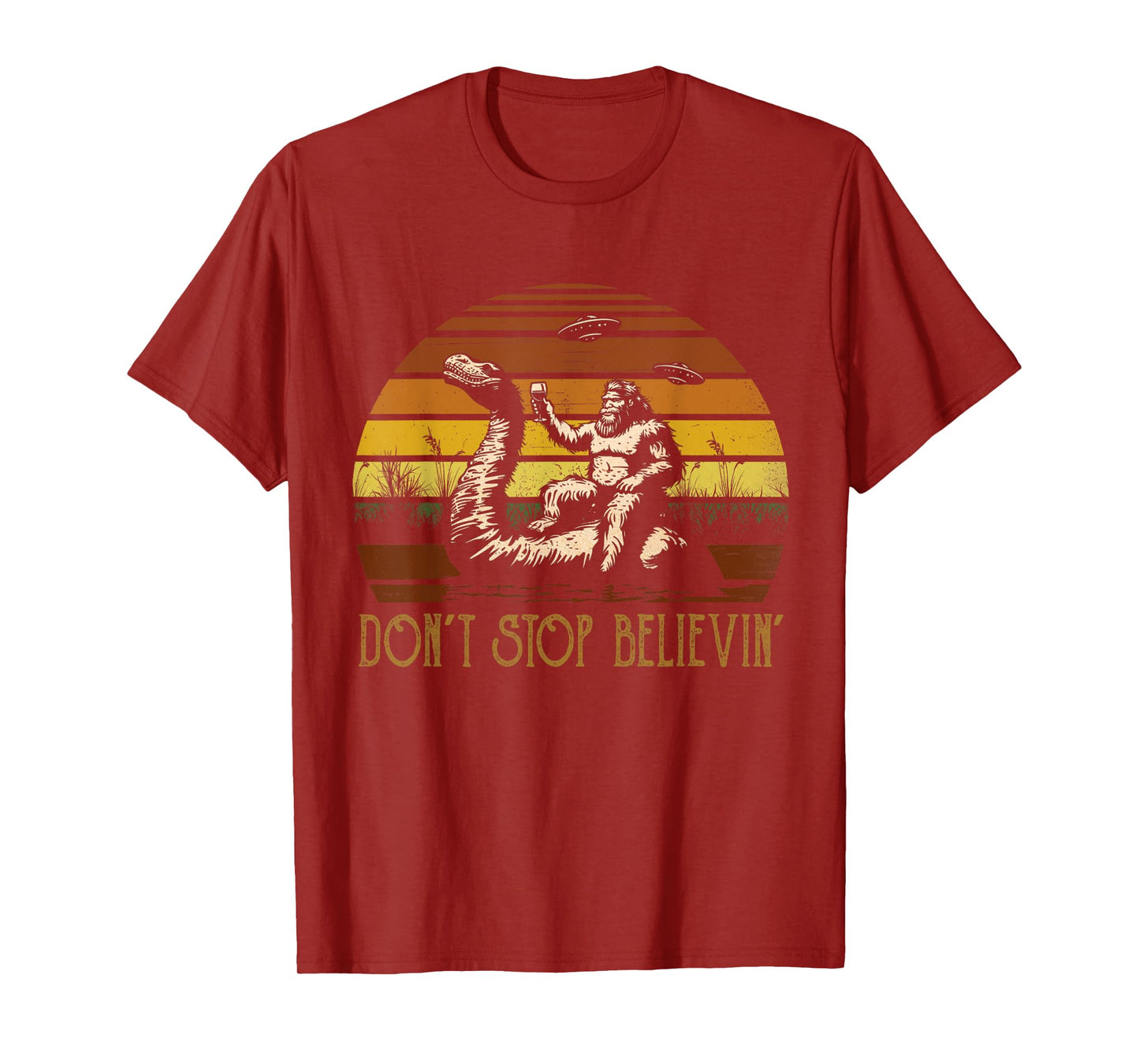 Vintage Cute Animal Loch Ness Monster Don't Stop Believin' T-Shirt