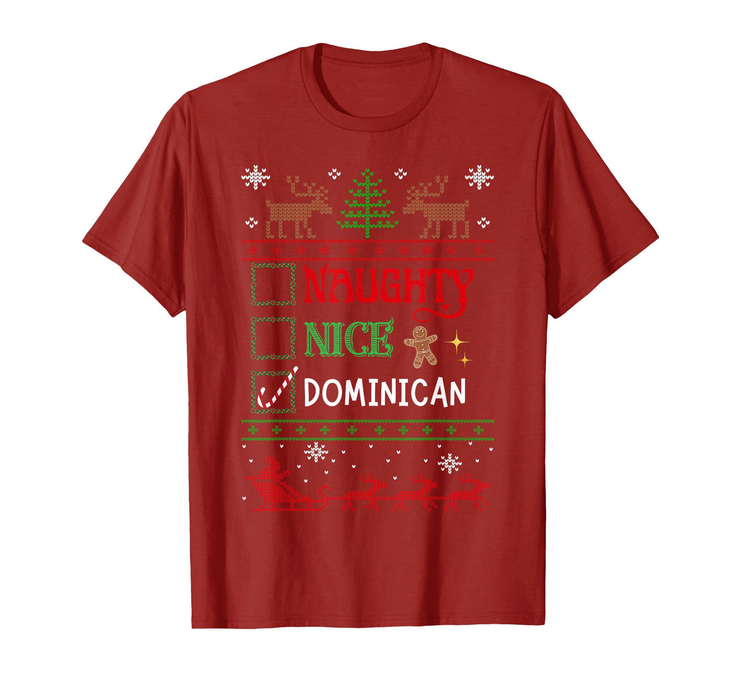 Funny Xmas Nice Naughty List Christmas Dominican Heritage T-Shirt