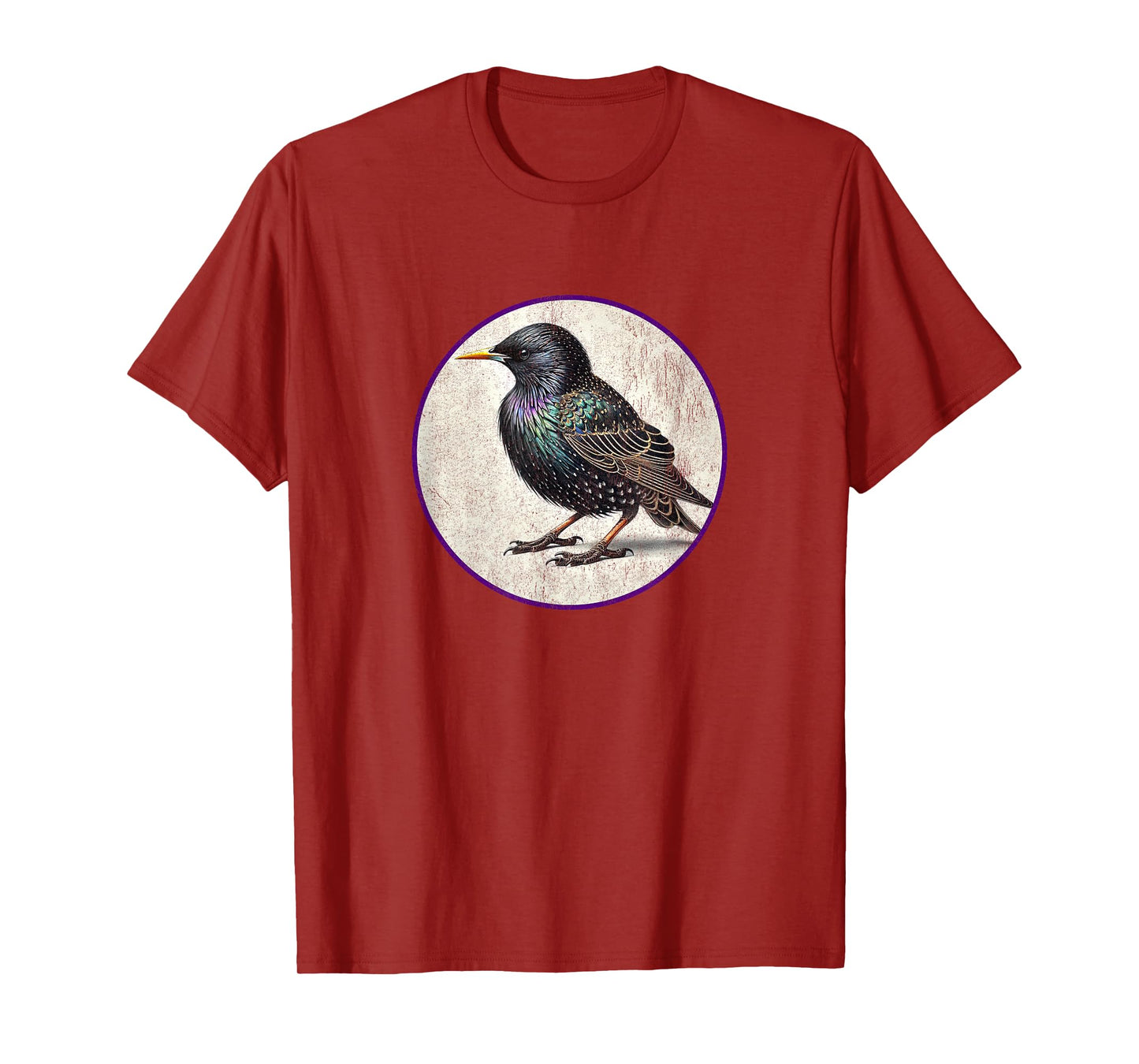 Colorful Retro European Starling Bird Design T-Shirt