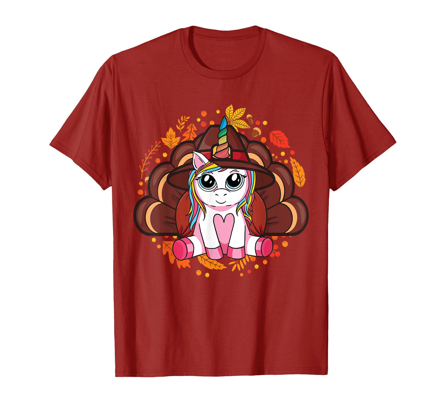 Cute Thanksgiving Girls Kids Toddler Turkey Unicorn T-Shirt