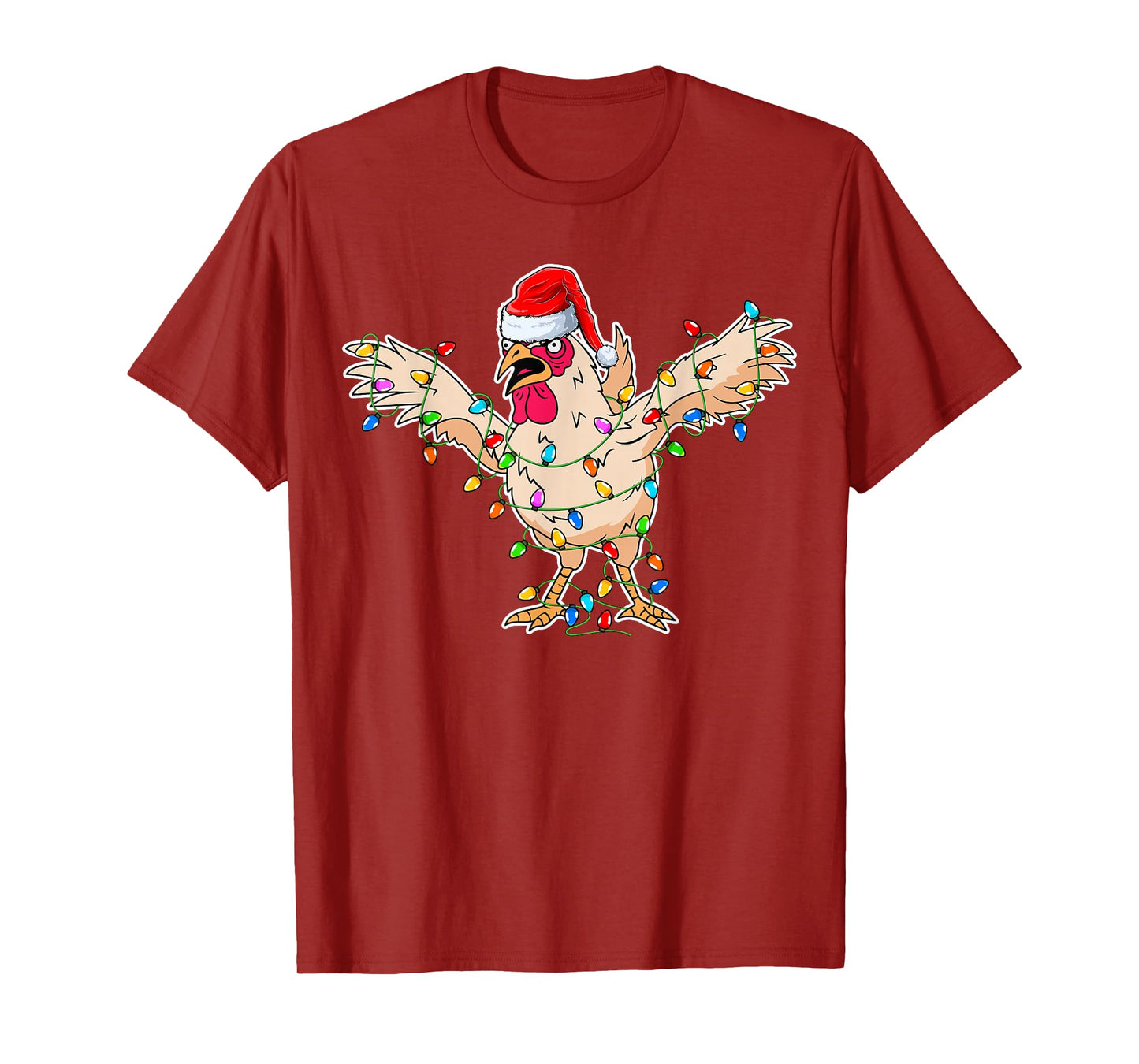 Rooster Wearing Santa Hat - Rooster Chicken Lover Christmas T-Shirt
