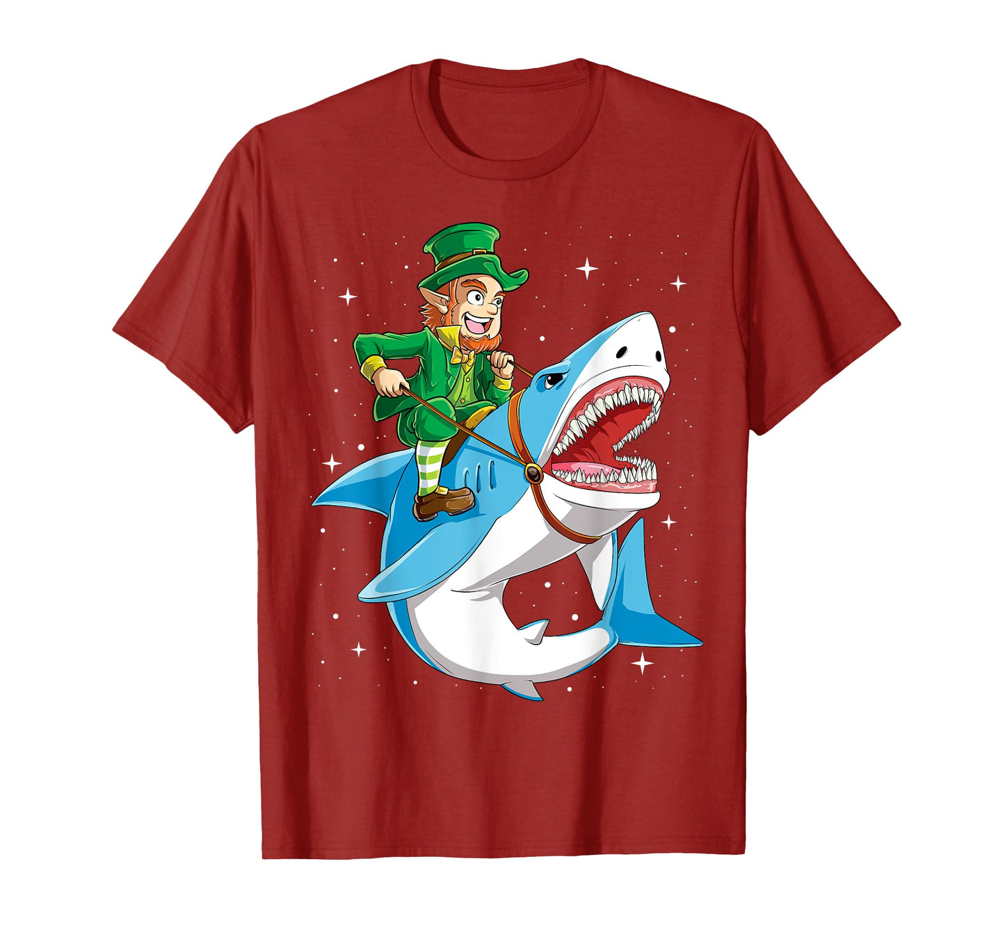 Leprechaun Riding Shark St Patricks Day Boys Girls Men Women T-Shirt