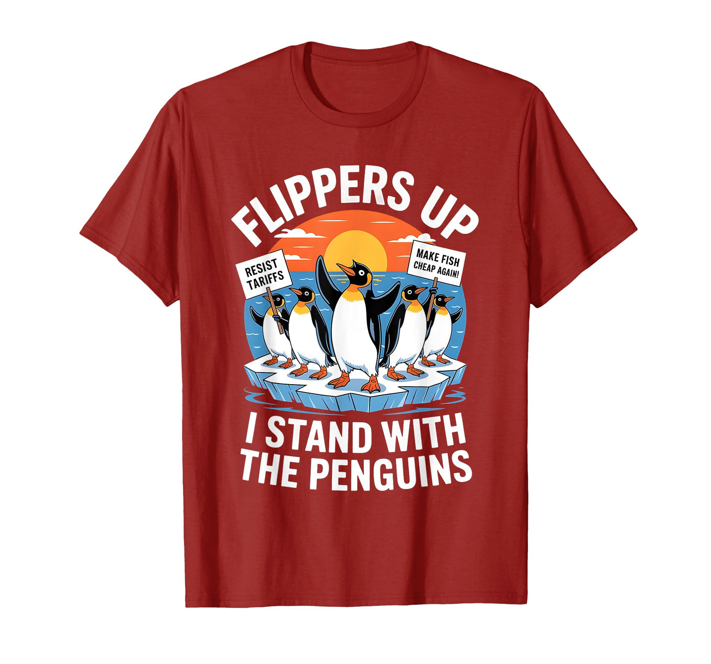 Funny Resist Penguins Protest Against Tariffs Vintage Gifts T-Shirt