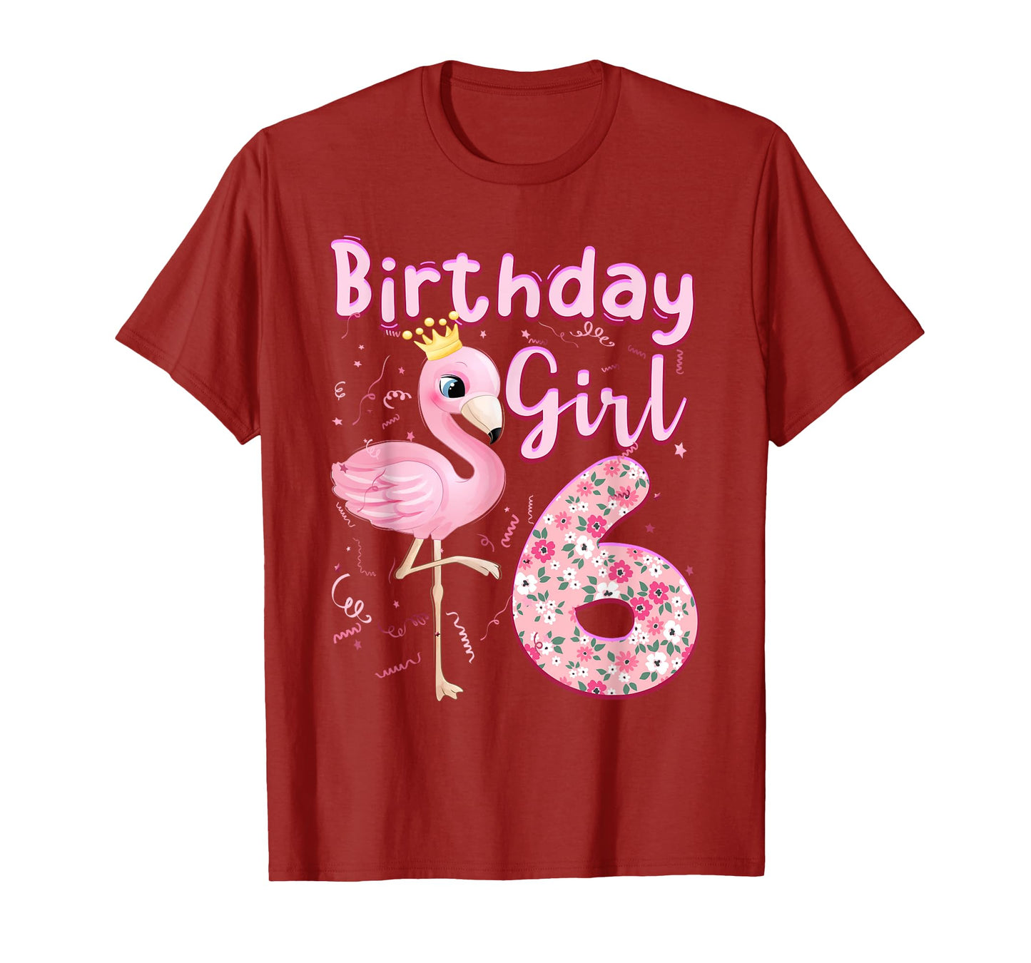 6th Birthday Girls Flamingo 6 Years Old Tropical Flamingo T-Shirt