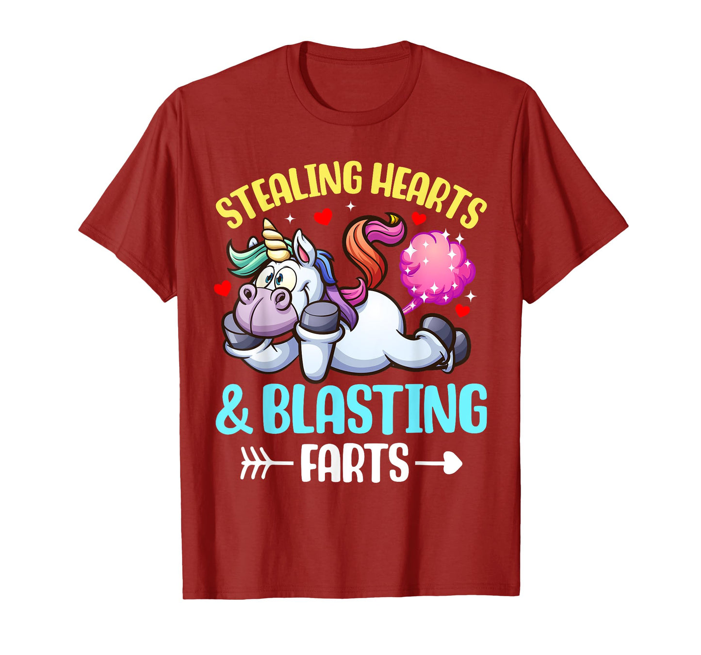 Stealing Hearts And Blasting Farts Fantasy Unicorn Gag T-Shirt