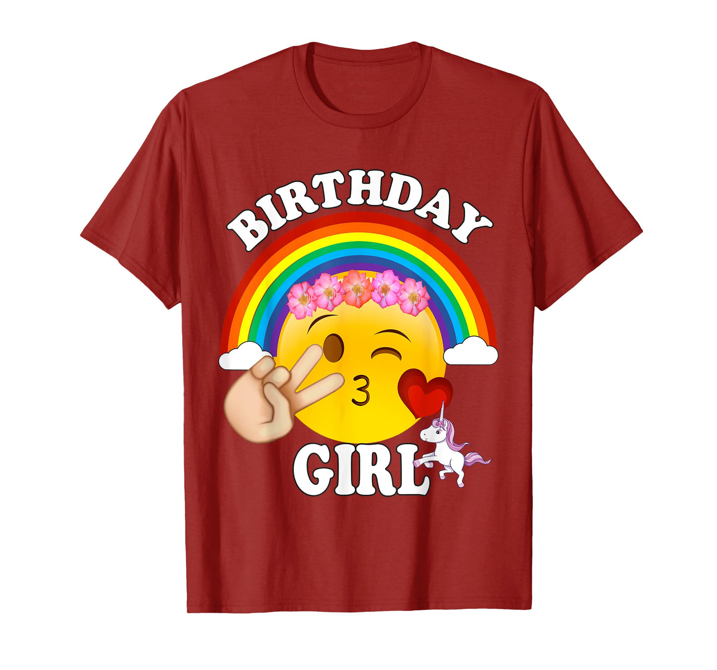 Birthday For Girls Unicorn Rainbow Heart Kiss T-Shirt