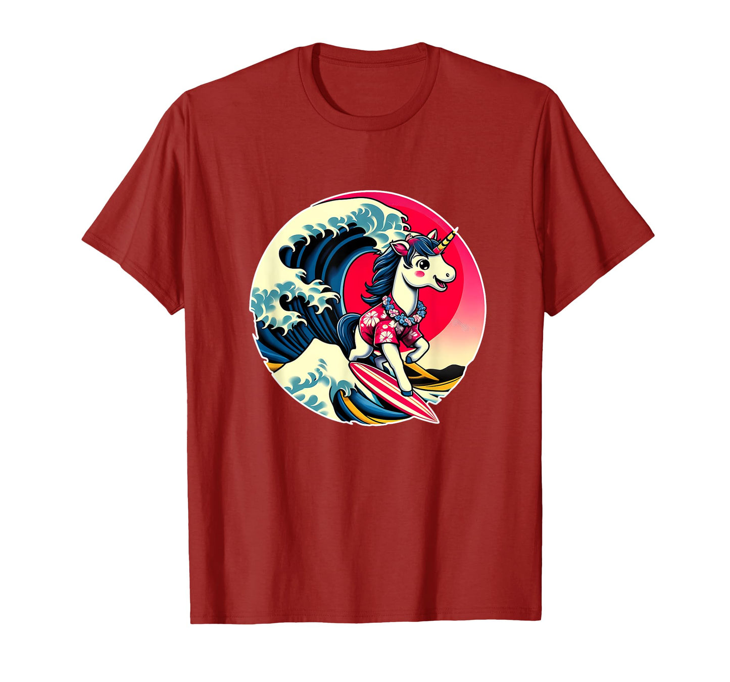 Great Wave Kanagawa Unicorn Surfing T-Shirt
