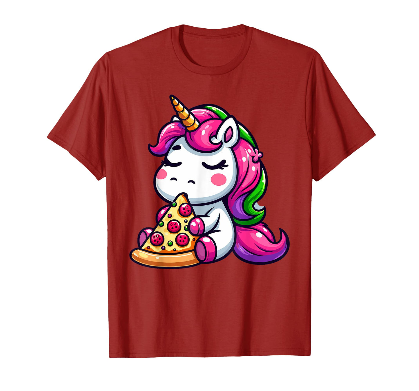 Unicorn Animal Eating Pizza Margherita Meal Foodies T-Shirt
