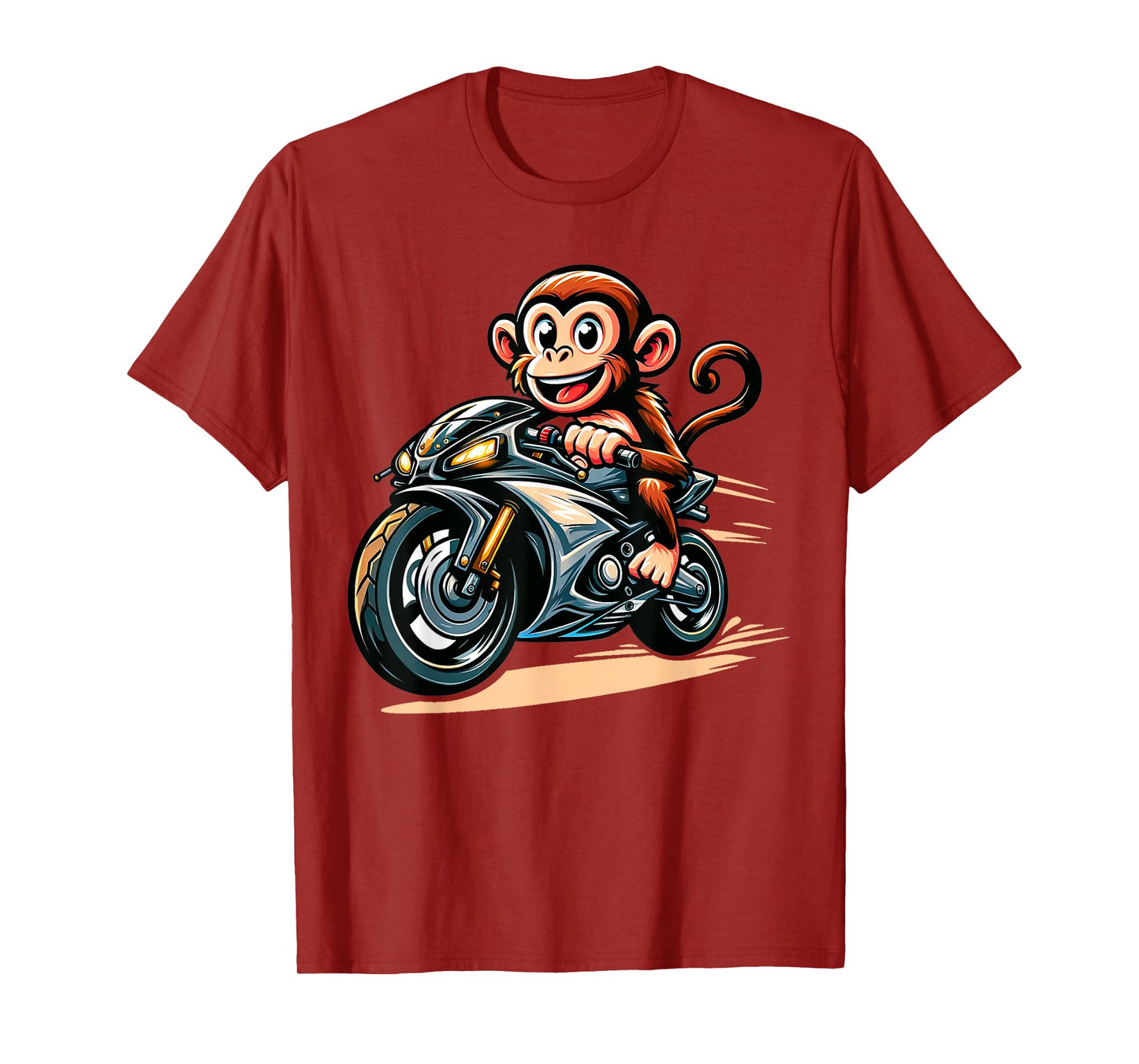 Funny Monkey Riding Motorcycle Graphic T-Shirt