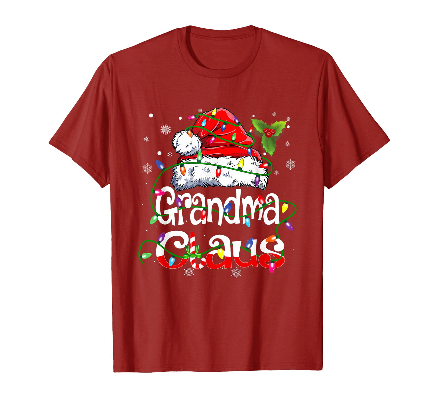 Grandma Claus Shirt Christmas Lights Pajama Family Matching T-Shirt