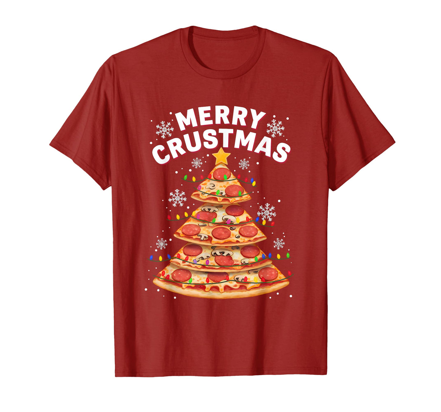 Merry Crustmas Pizza Christmas Tree Holiday Pajama Men Women T-Shirt