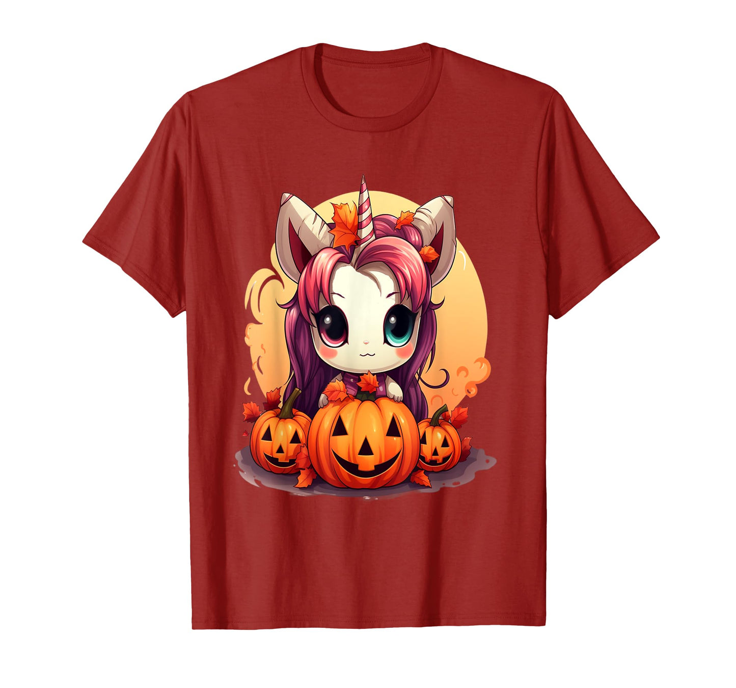 Autumn Halloween costume kawaii pumpkin unicorn magic T-Shirt