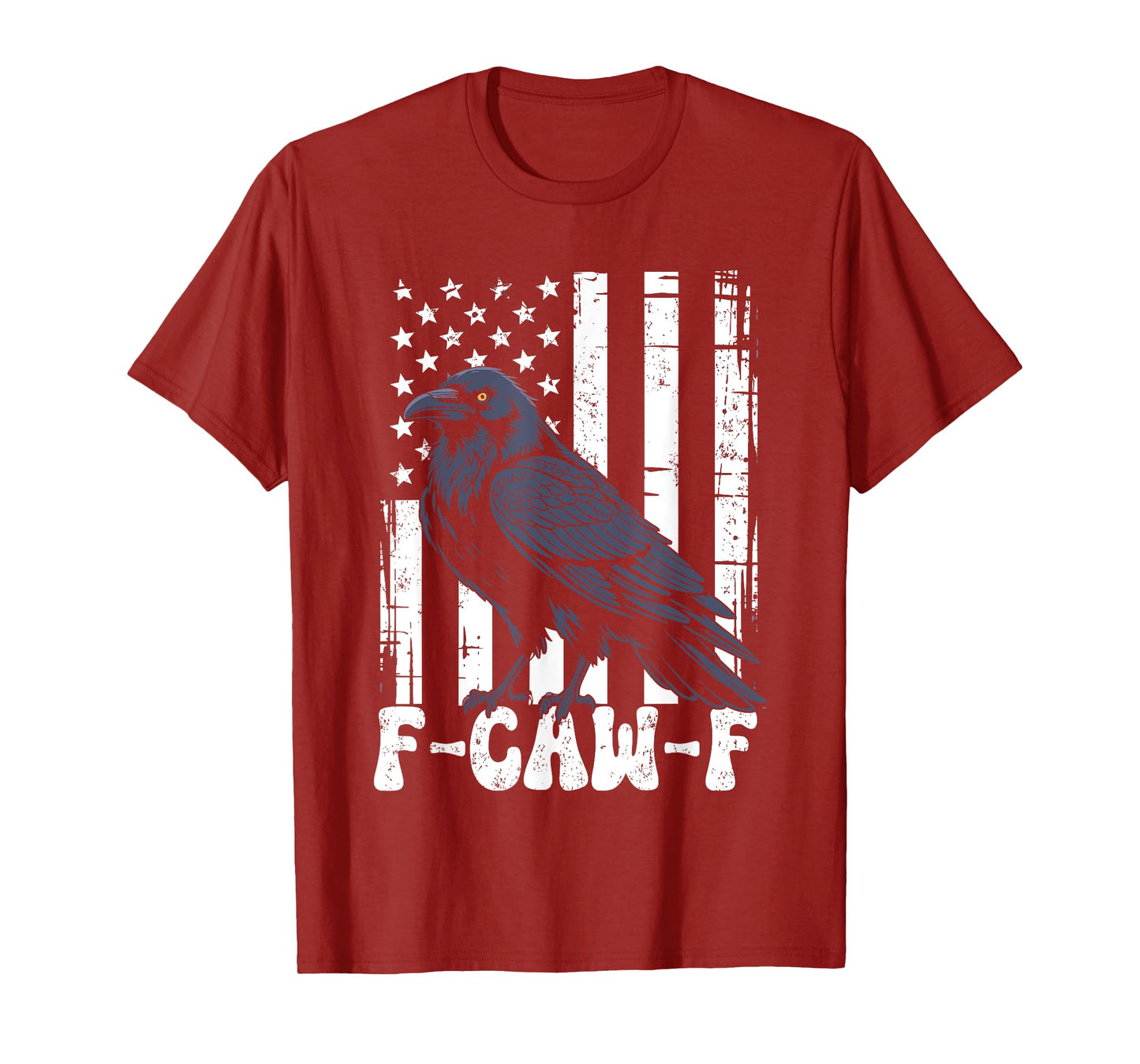 f caw f Black Crow Black Bird Retro USA Flag Vintage F-Caw-F T-Shirt