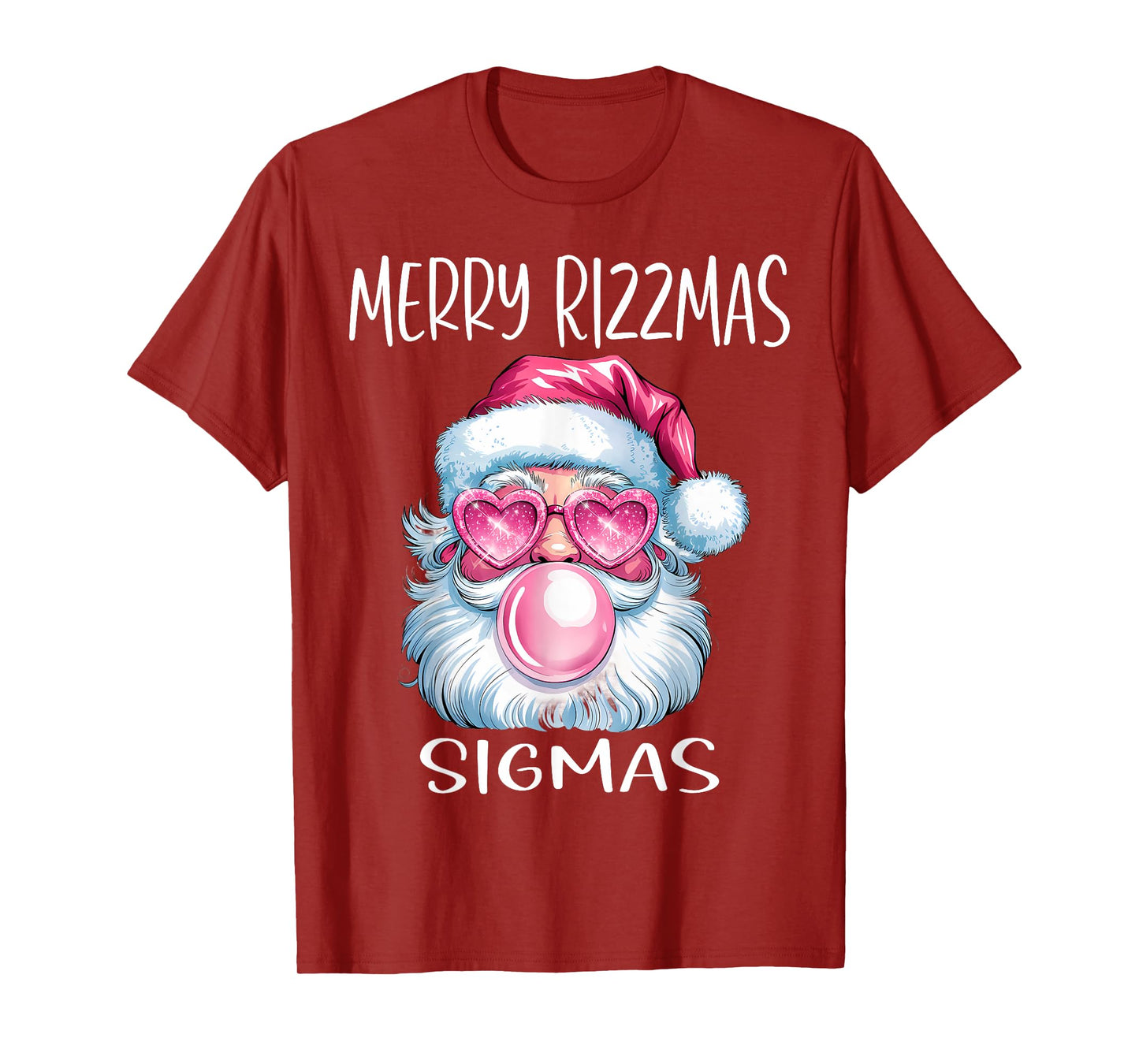 Merry RizzMas Sigmas Xmas With Santa Glasses & Gum For Women T-Shirt