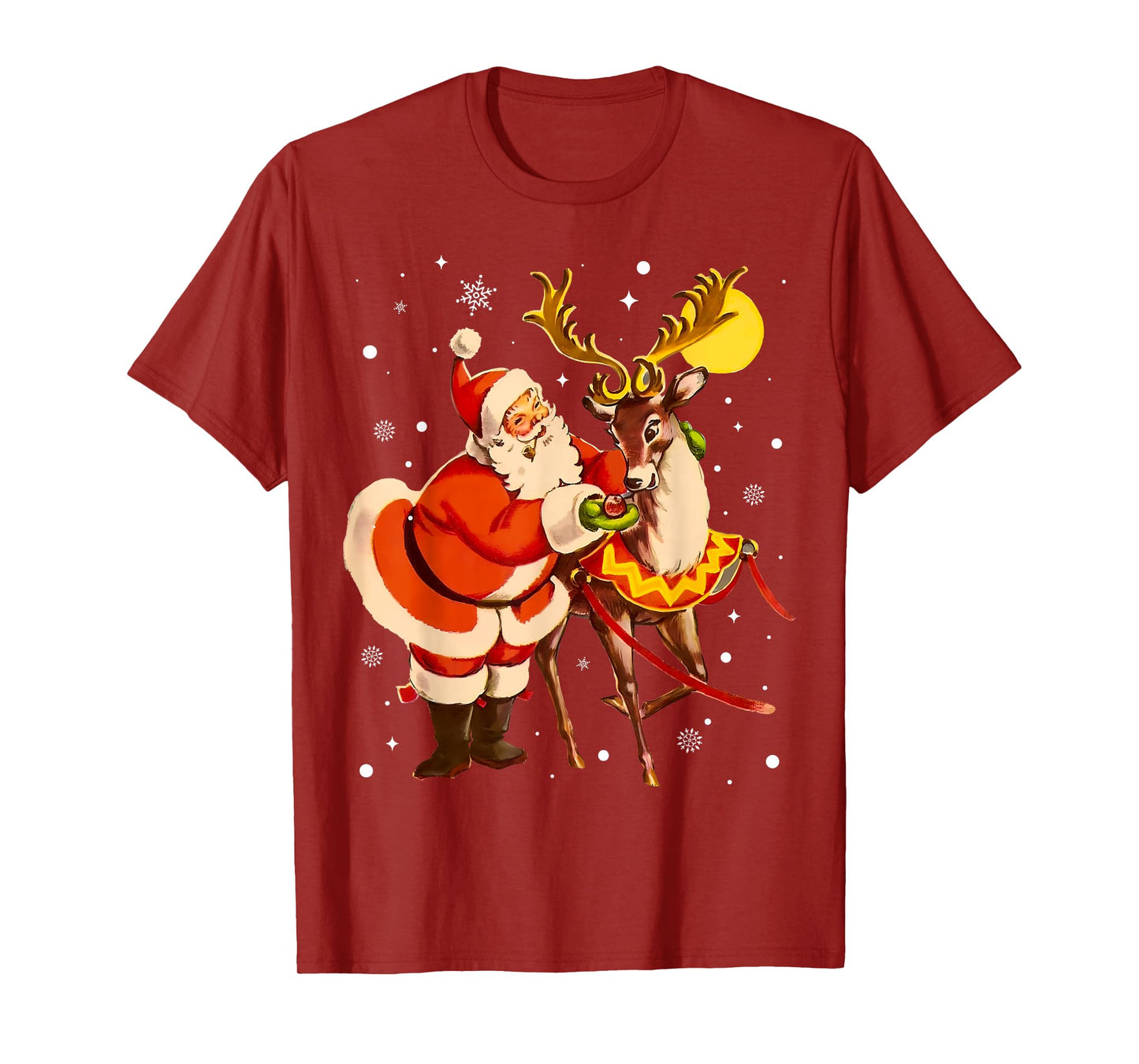 Santa Reindeer Retro 1950s Vintage Christmas Women Men Kids T-Shirt