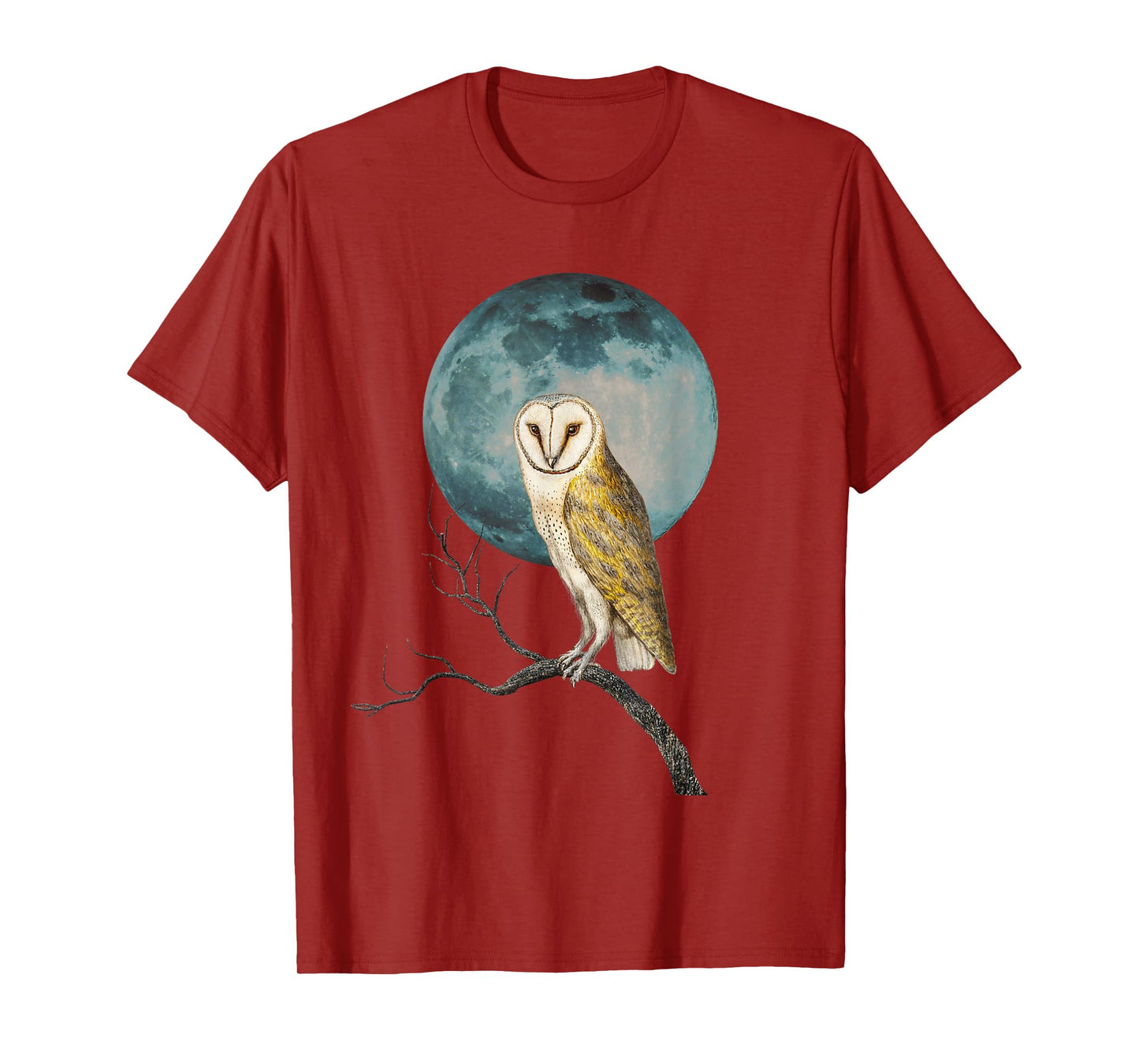 Barn Owl Lover Full Moon Vintage Illustration Birder Graphic T-Shirt