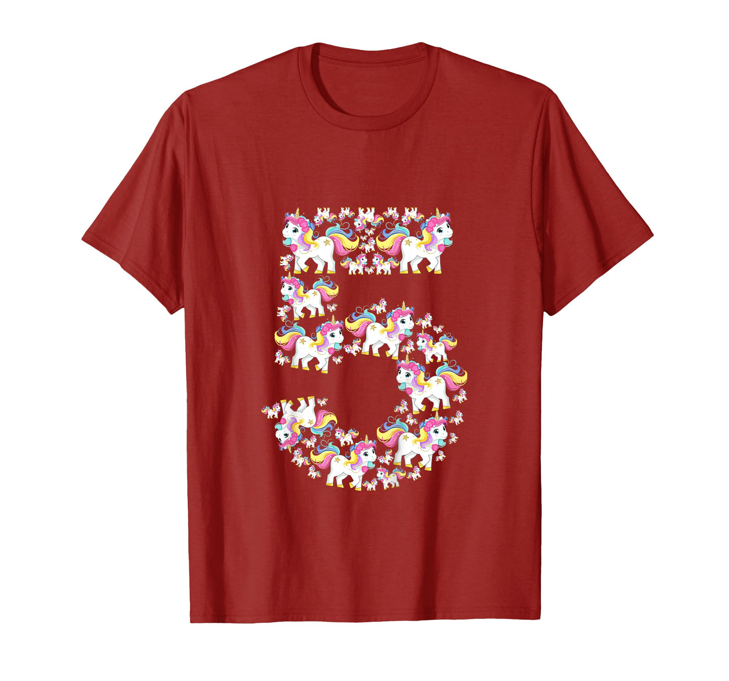 Unicorn 5th Birthday Kids Girls 5 Years Old Fifth Five T-Shirt