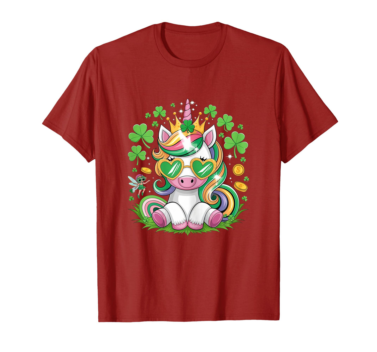 Cute Unicorn Shamrock St Patricks Day Girls Kids Lepricorn T-Shirt