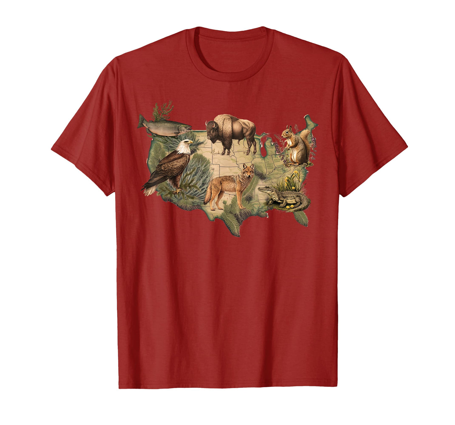 American Wildlife Map T-Shirt