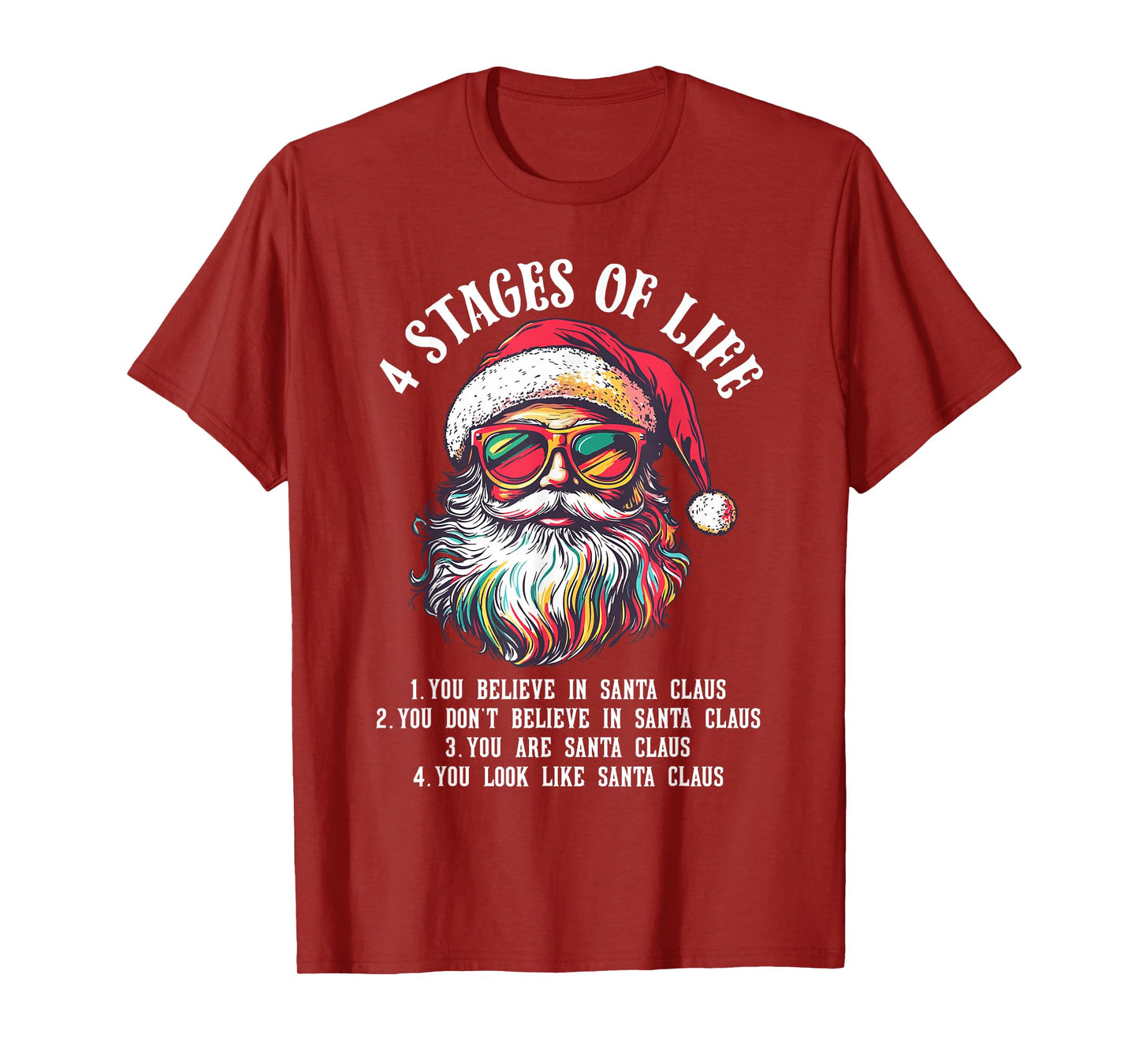 Funny Santa 4 Stages of Life Christmas T-Shirt