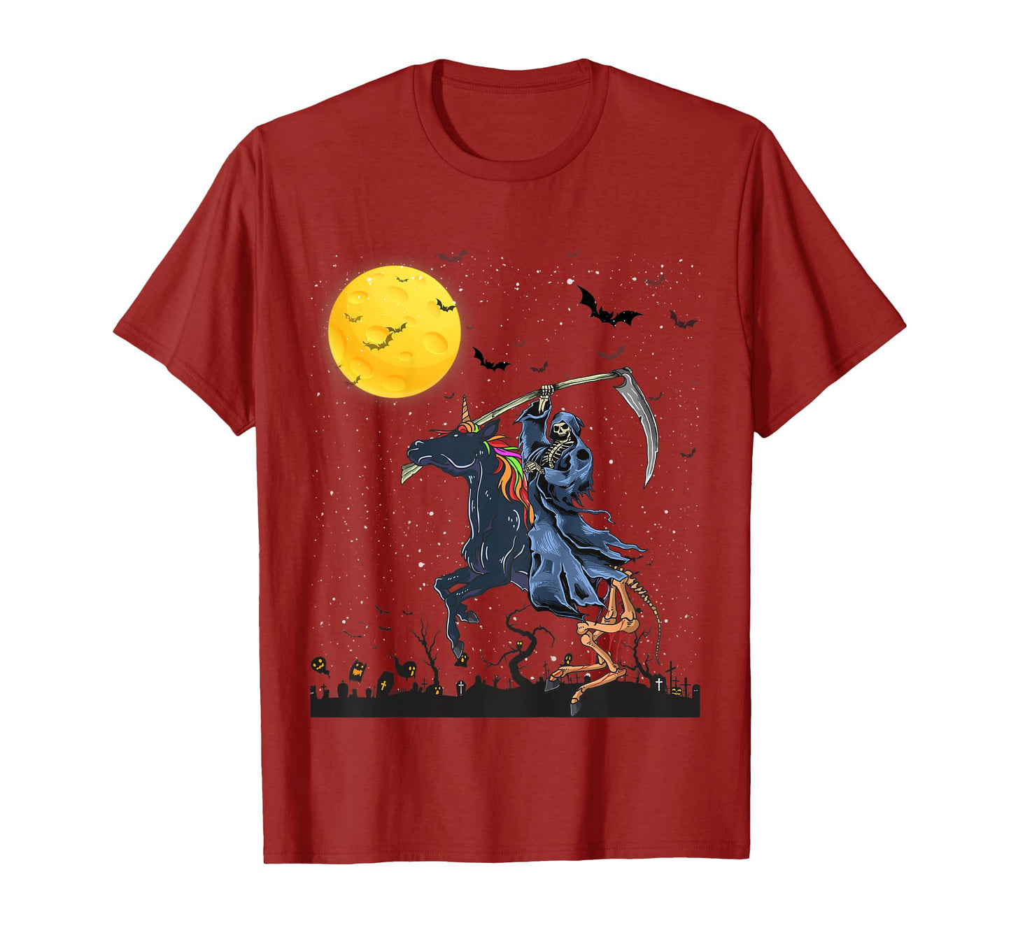 Kids Grim Reaper Death Riding Unicorn Zombiecorn Halloween T-Shirt
