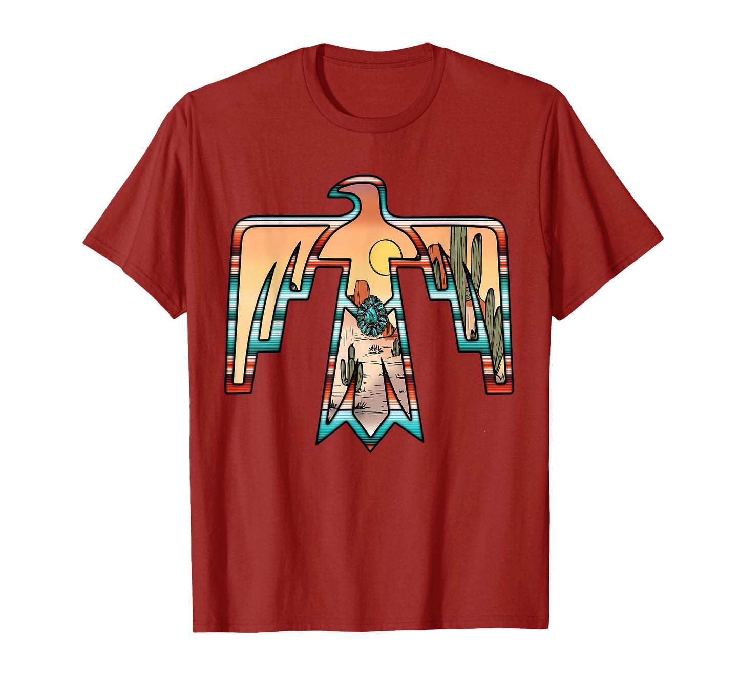 Cute western thunderbird country Aztec cactus women rodeo T-Shirt