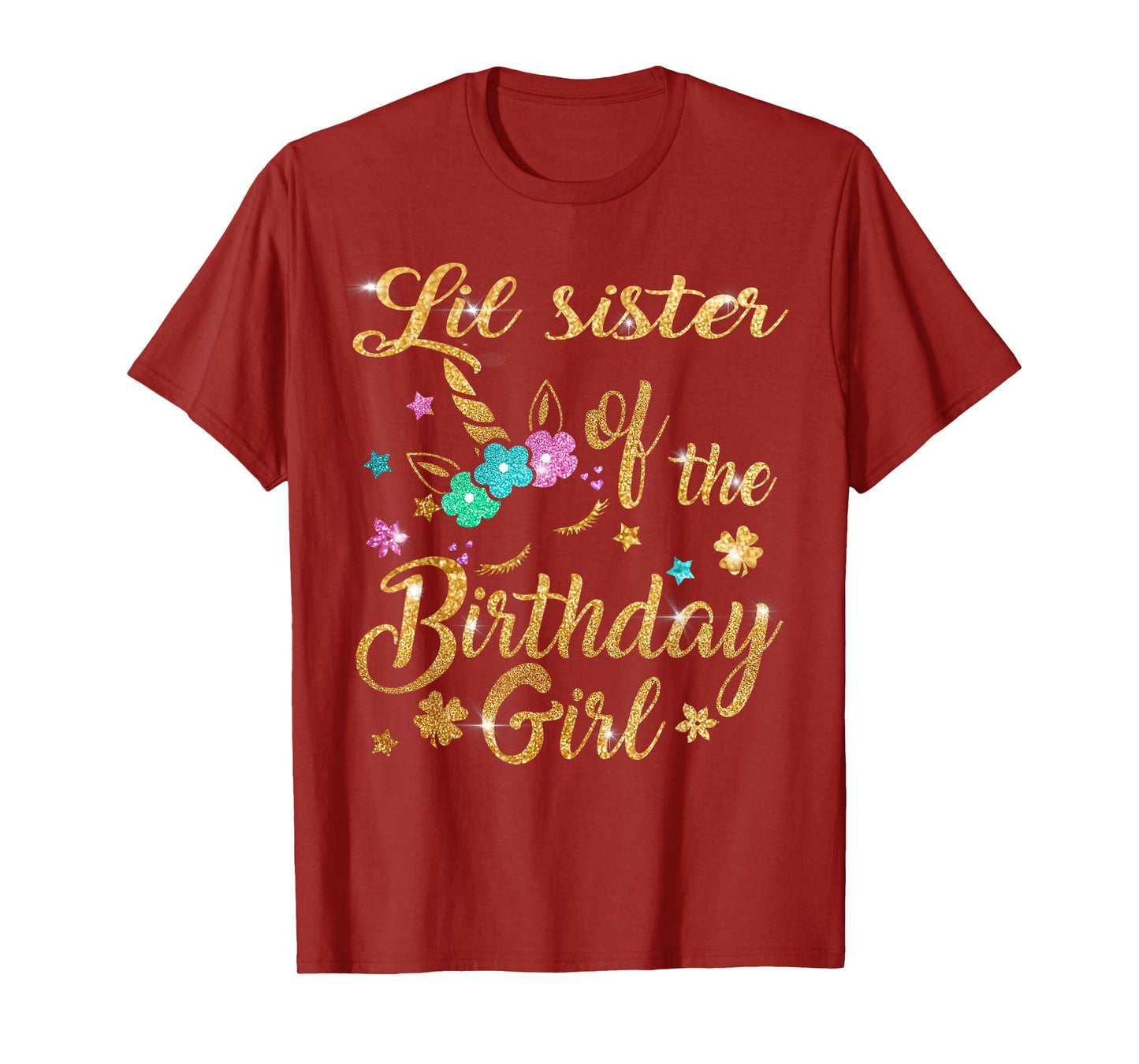 Lil Sister of The Birthday Girl Unicorn T-Shirt
